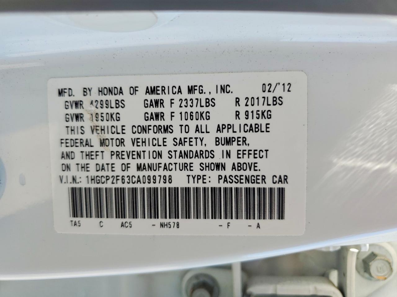 2012 Honda Accord Se White vin: 1HGCP2F63CA099798