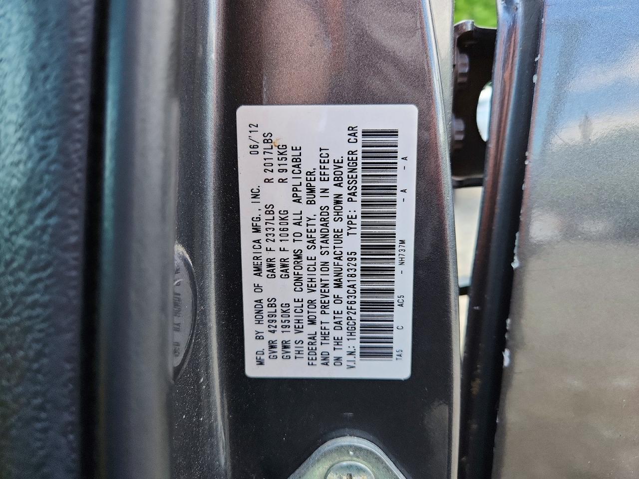 2012 Honda Accord Se Gray vin: 1HGCP2F63CA183295