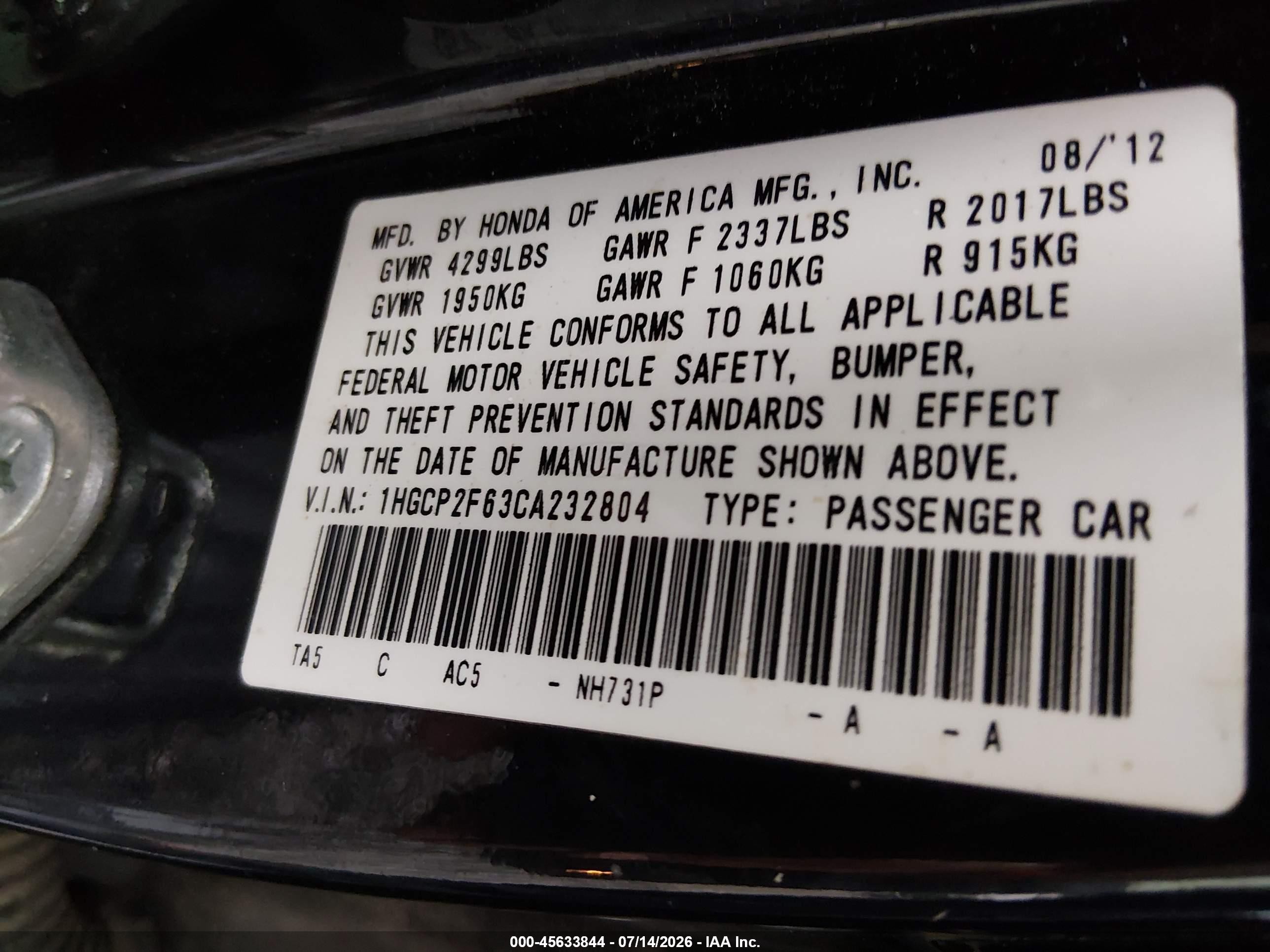 2012 Honda Accord 2.4 Se Black vin: 1HGCP2F63CA232804