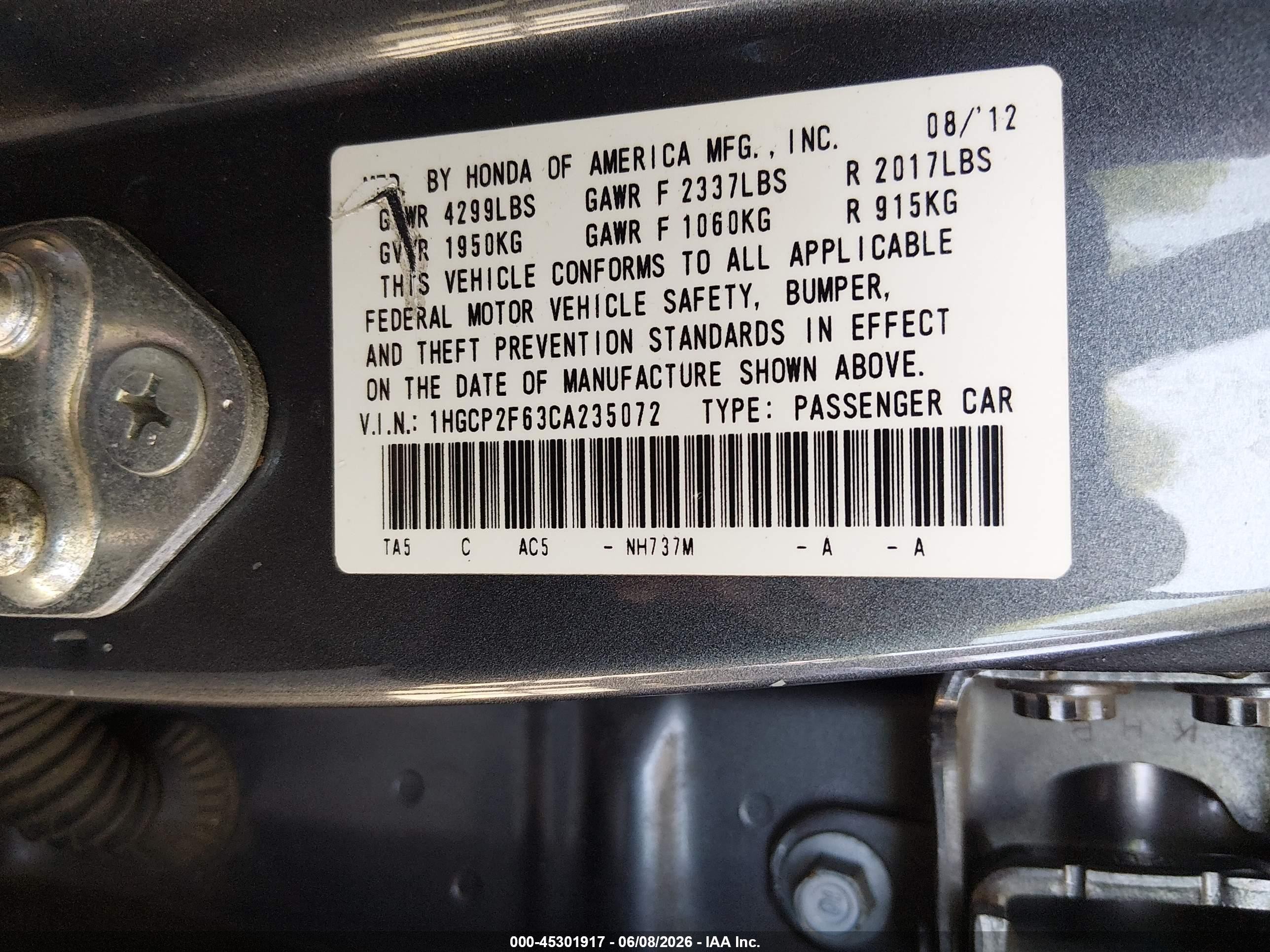 2012 Honda Accord 2.4 Se Gray vin: 1HGCP2F63CA235072