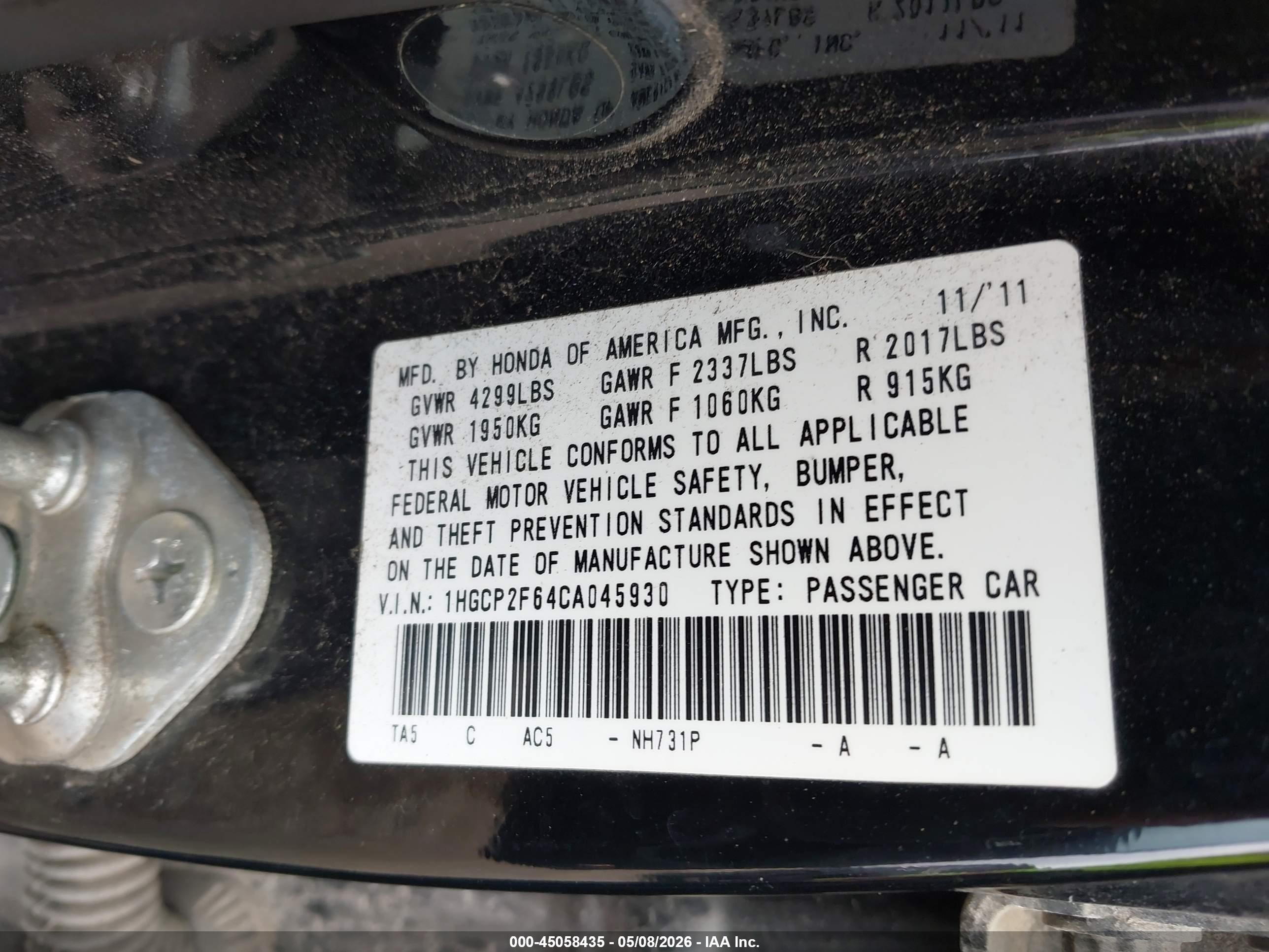 2012 Honda Accord 2.4 Se Black vin: 1HGCP2F64CA045930