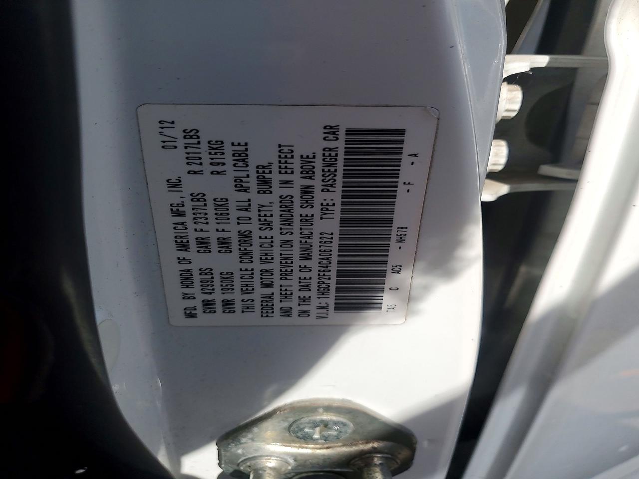 2012 Honda Accord Se White vin: 1HGCP2F64CA067622