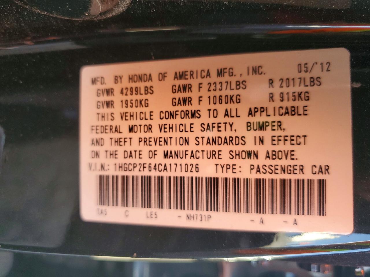 2012 Honda Accord Se Black vin: 1HGCP2F64CA171026