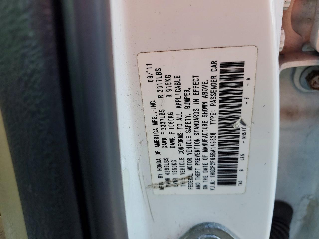 2011 Honda Accord Se White vin: 1HGCP2F65BA149826