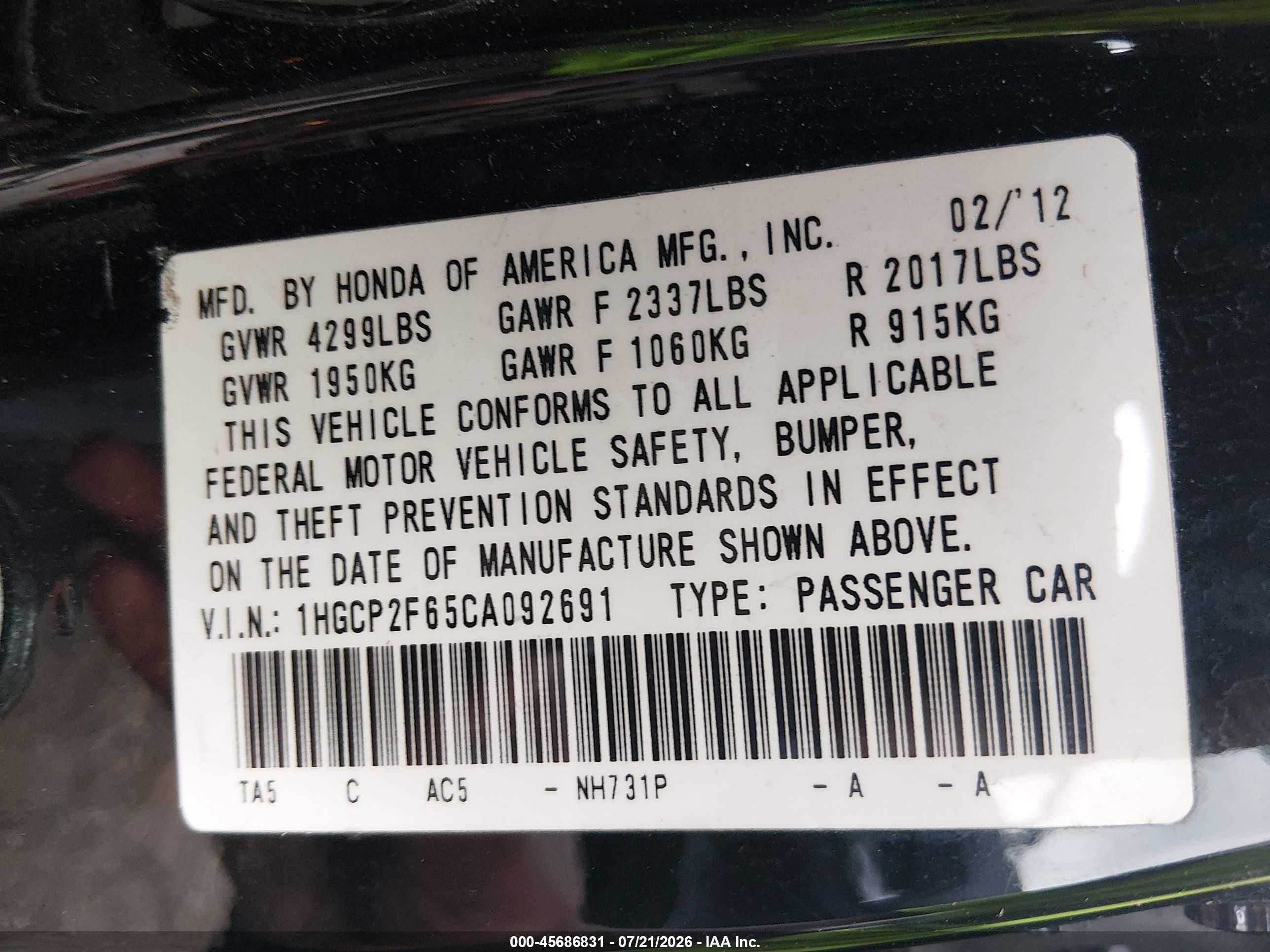 2012 Honda Accord 2.4 Se Black vin: 1HGCP2F65CA092691