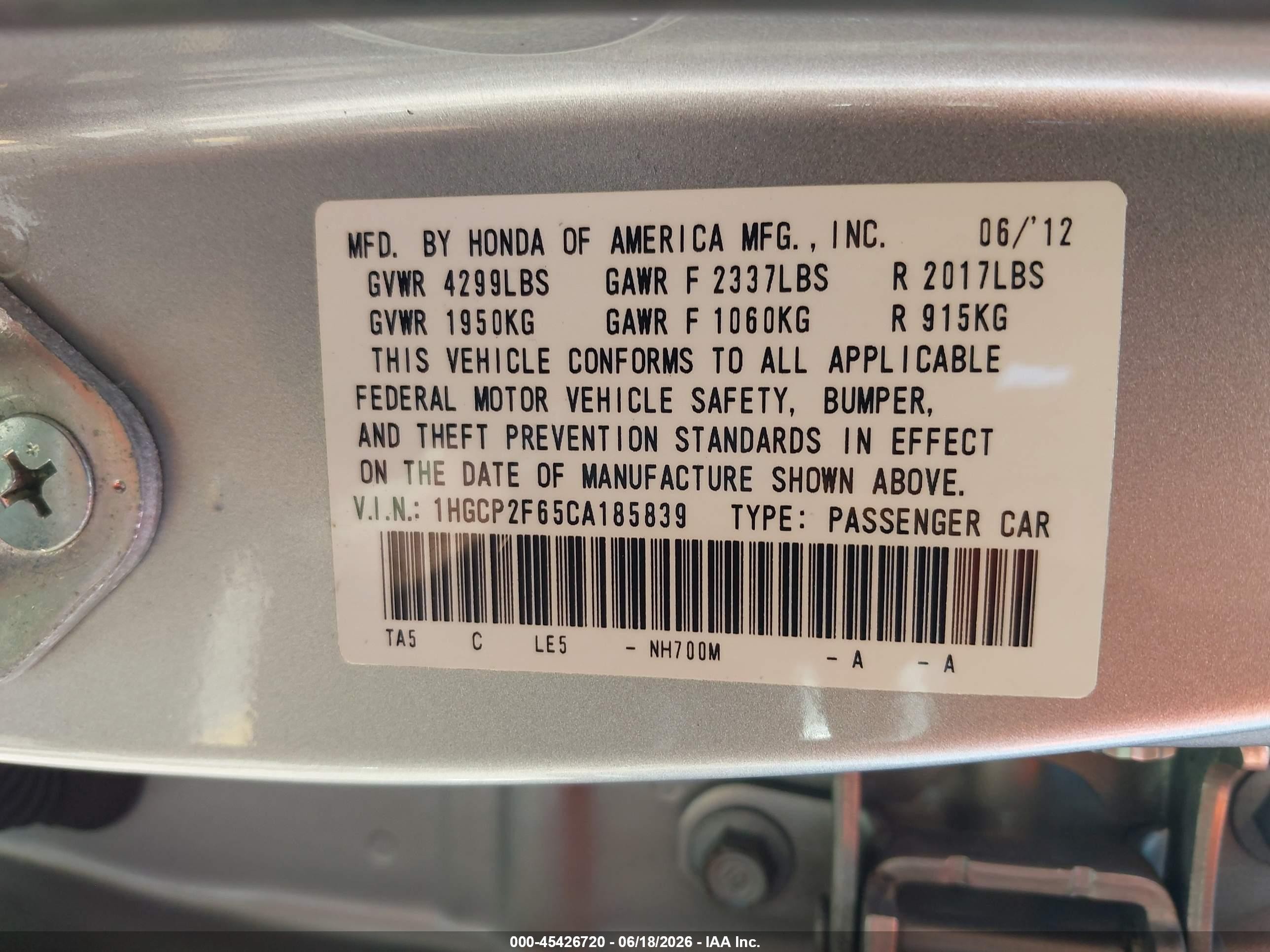 2012 Honda Accord 2.4 Se Silver vin: 1HGCP2F65CA185839
