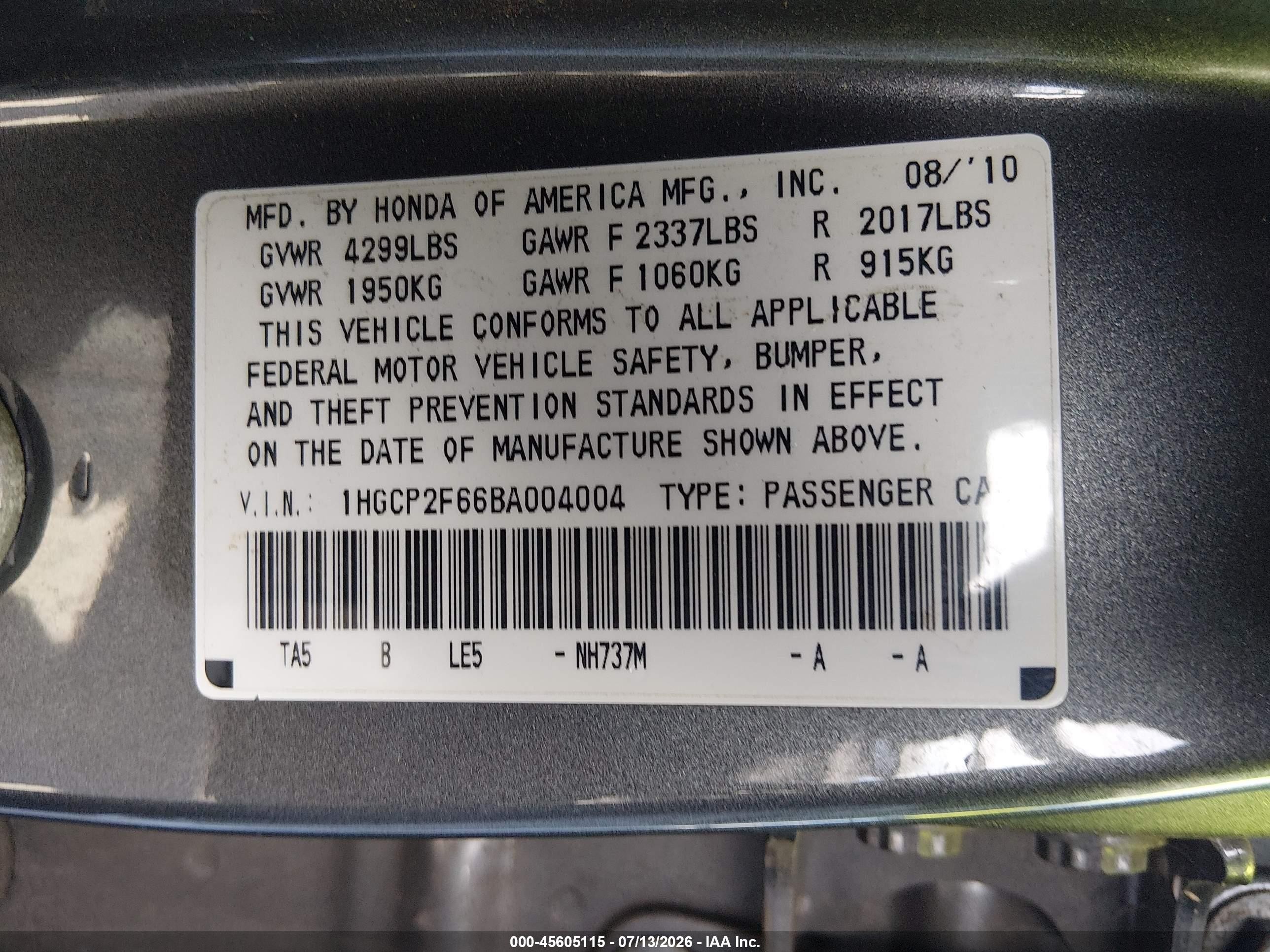 2011 Honda Accord 2.4 Se Gray vin: 1HGCP2F66BA004004