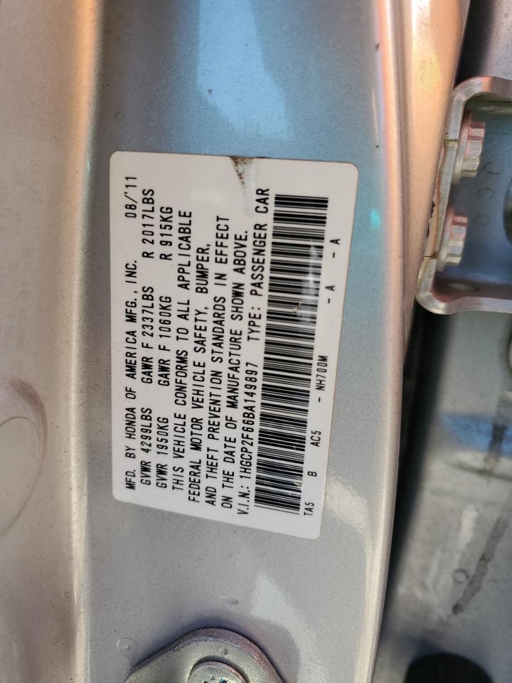 2011 Honda Accord Se Silver vin: 1HGCP2F66BA149897