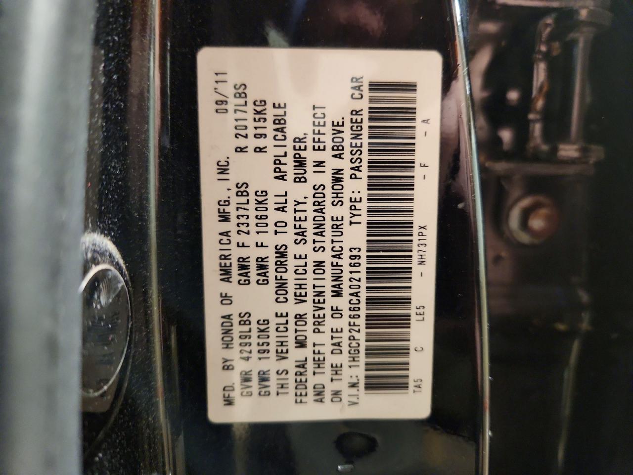 2012 Honda Accord Se Черный vin: 1HGCP2F66CA021693