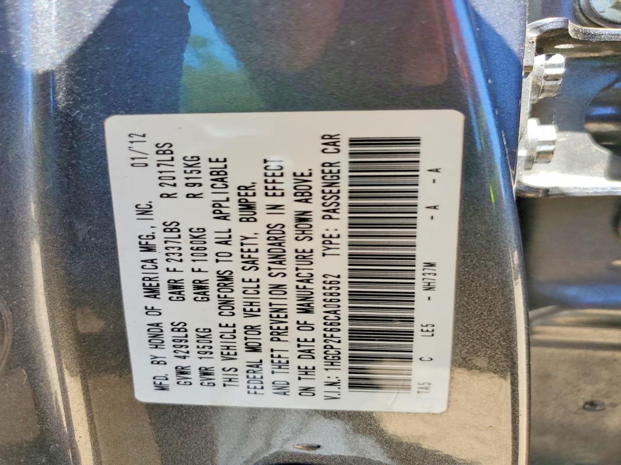 2012 Honda Accord Se Gray vin: 1HGCP2F66CA068562