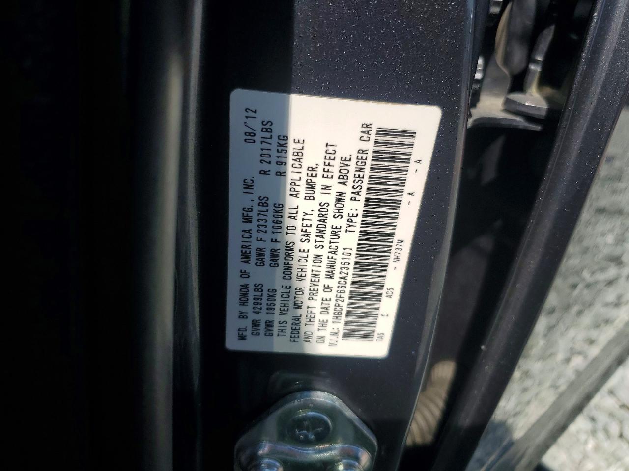 2012 Honda Accord Se Gray vin: 1HGCP2F66CA235101