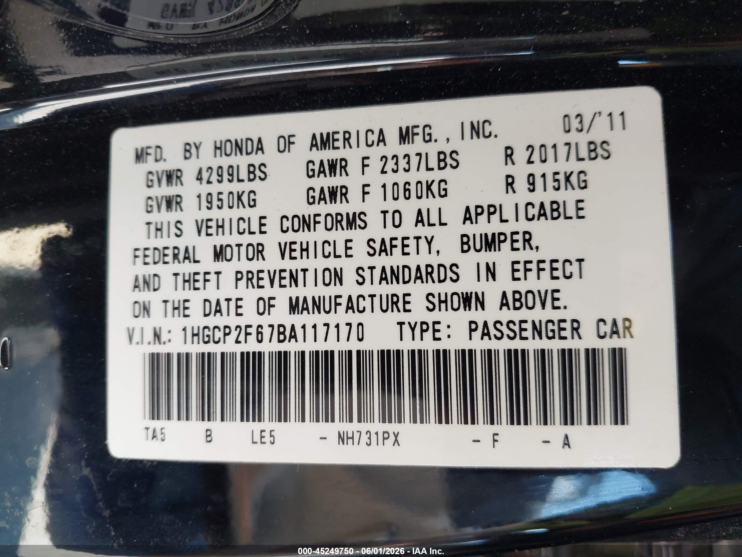 2011 Honda Accord 2.4 Se Black vin: 1HGCP2F67BA117170