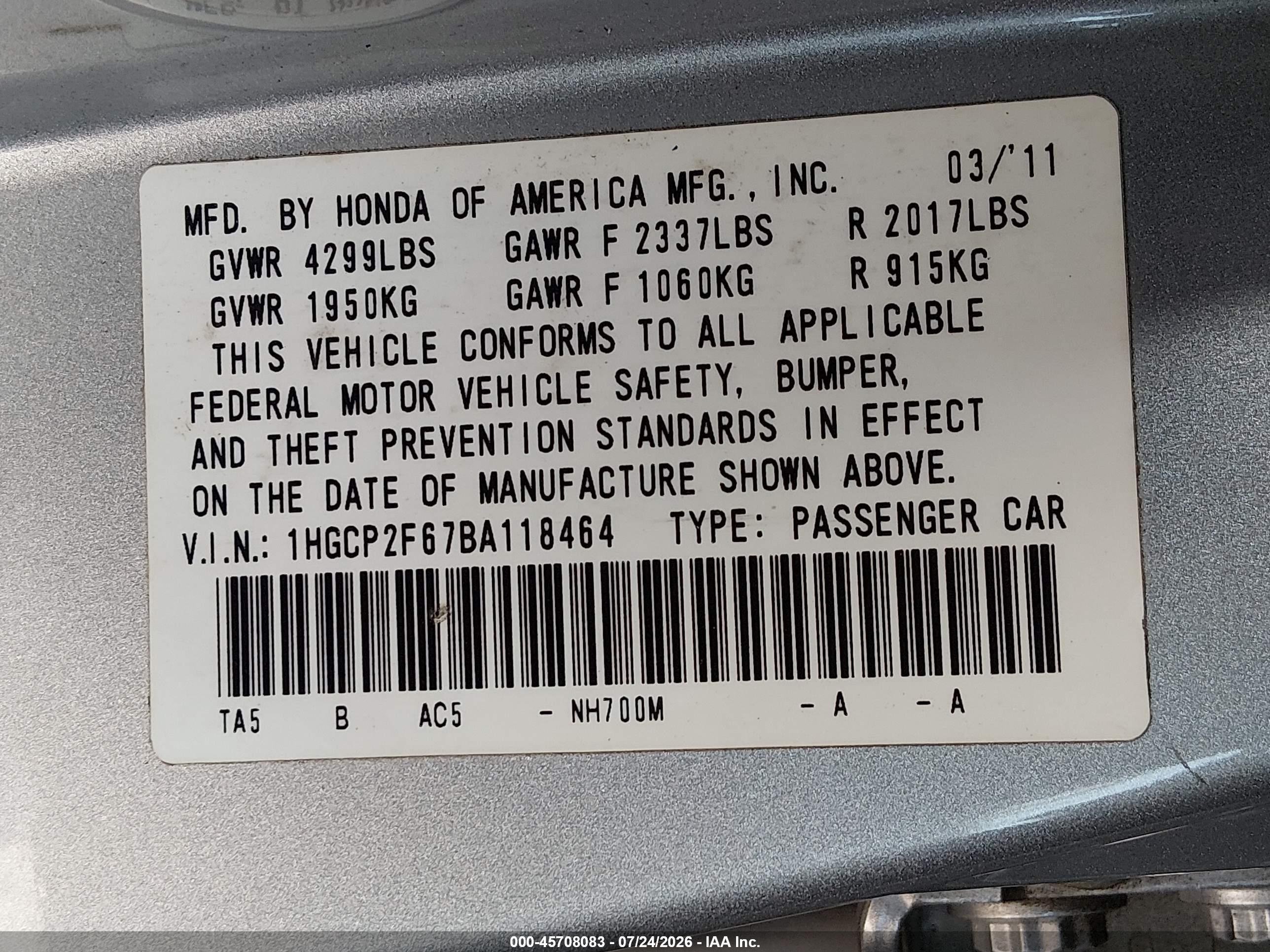 2011 Honda Accord 2.4 Se Silver vin: 1HGCP2F67BA118464