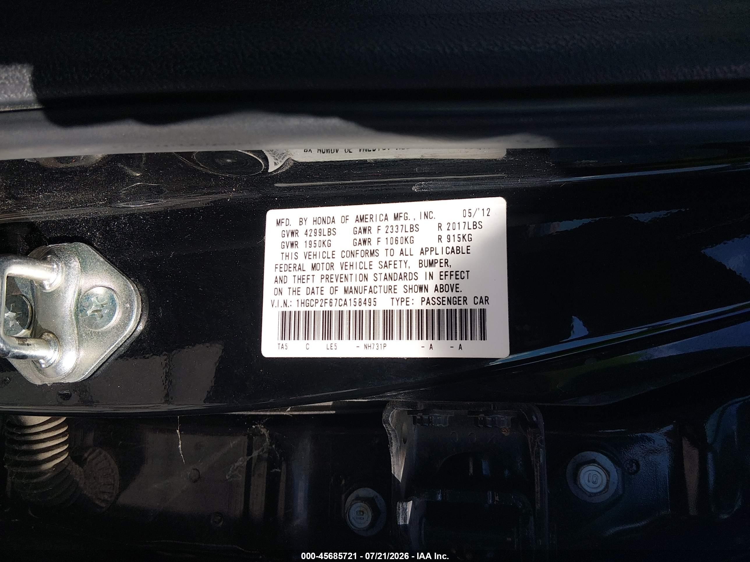 2012 Honda Accord 2.4 Se Black vin: 1HGCP2F67CA158495