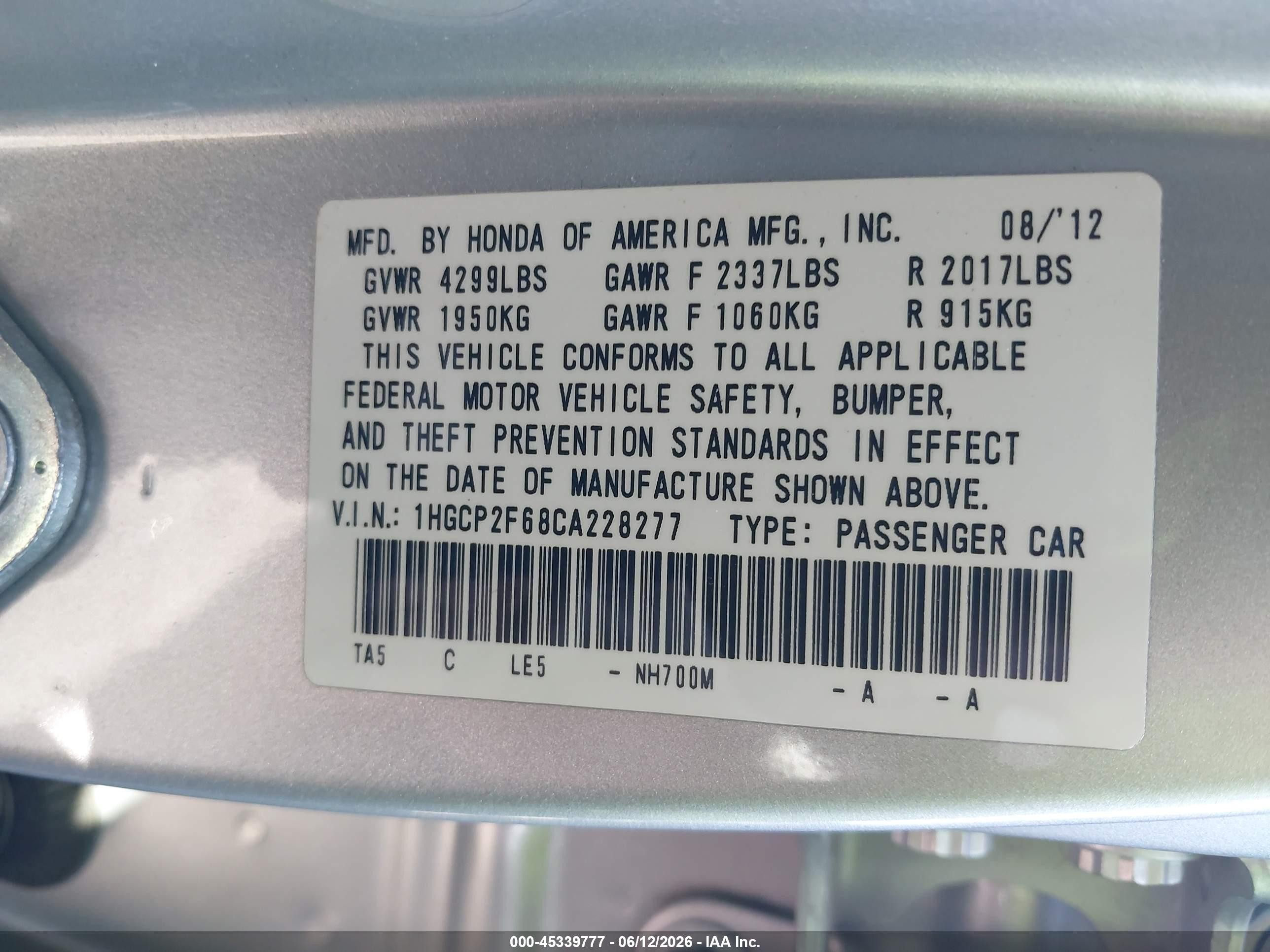 2012 Honda Accord 2.4 Se Silver vin: 1HGCP2F68CA228277