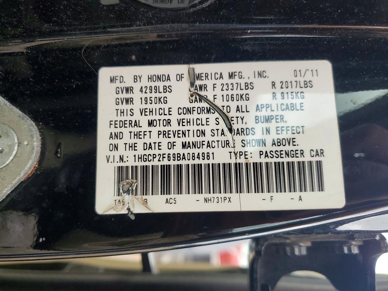 2011 Honda Accord Se Black vin: 1HGCP2F69BA084981