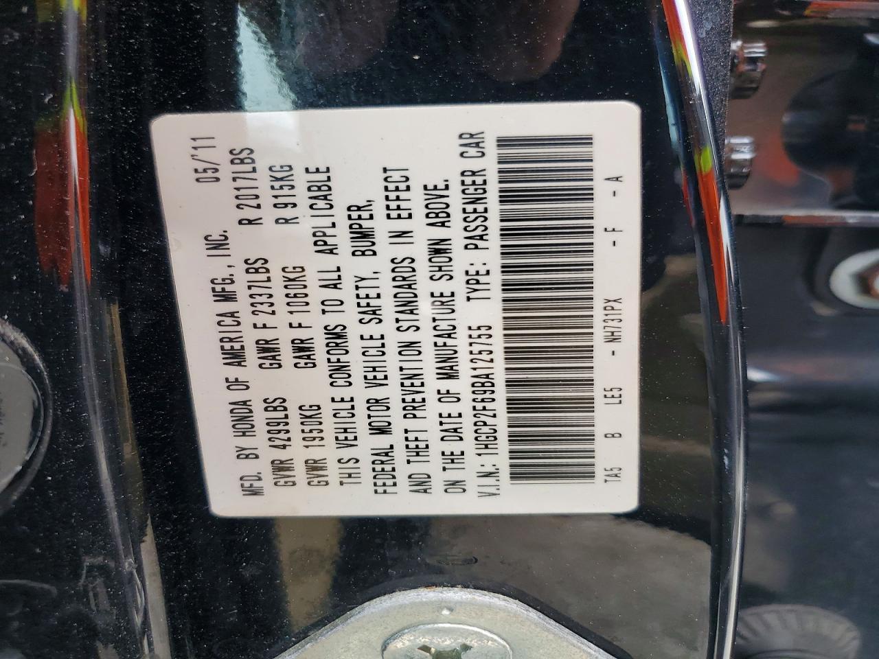 2011 Honda Accord Se Black vin: 1HGCP2F69BA125755