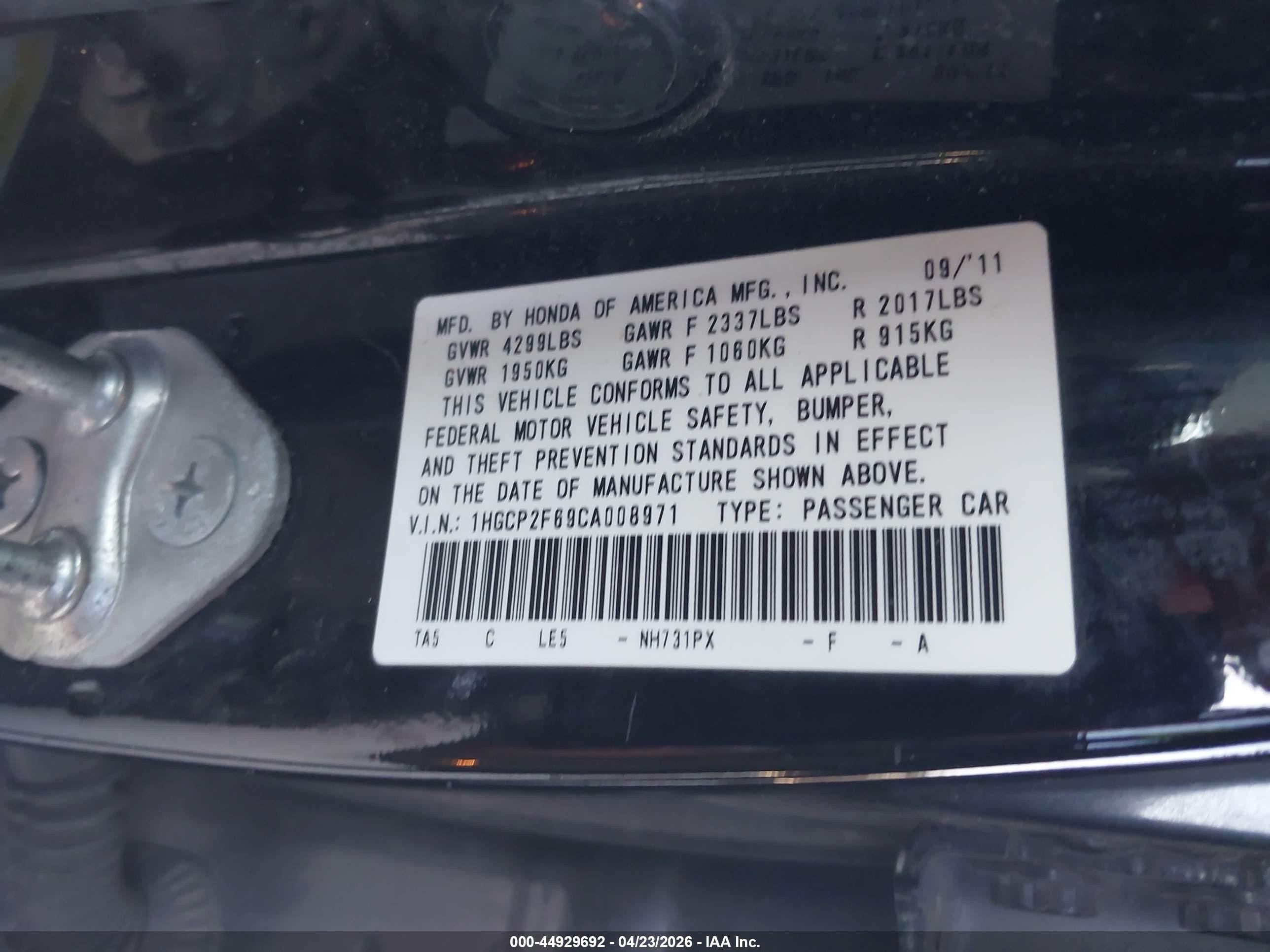 2012 Honda Accord 2.4 Se Black vin: 1HGCP2F69CA008971
