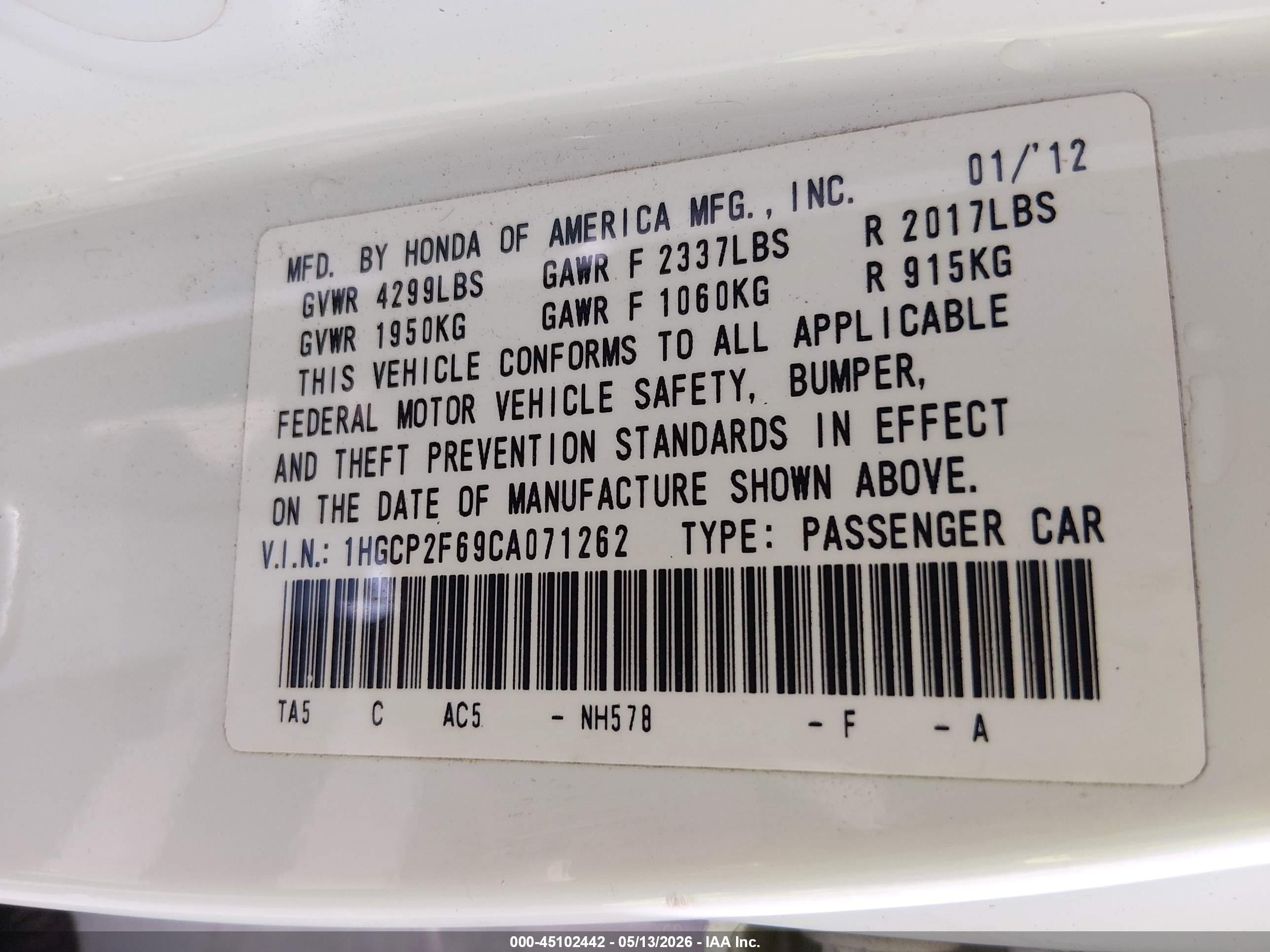 2012 Honda Accord 2.4 Se White vin: 1HGCP2F69CA071262