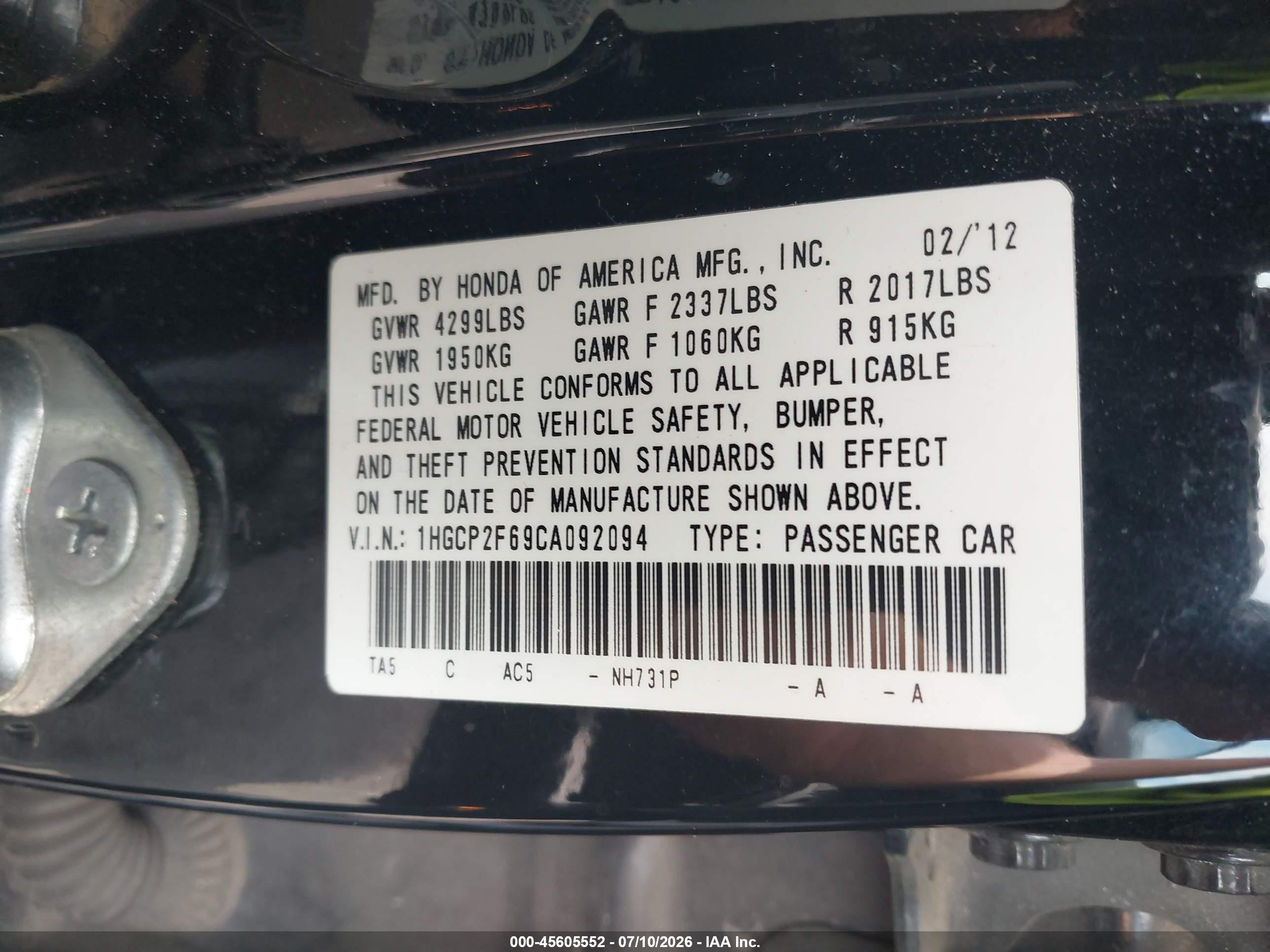 2012 Honda Accord 2.4 Se Black vin: 1HGCP2F69CA092094