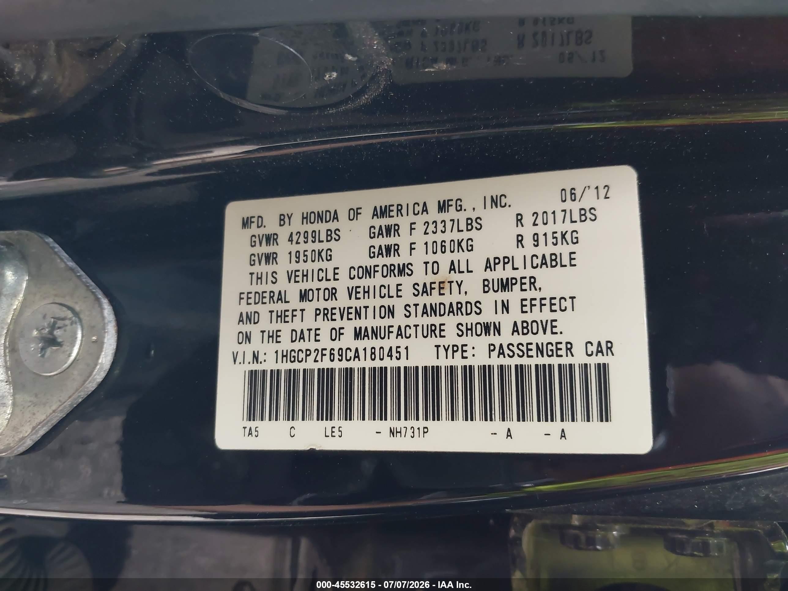 2012 Honda Accord 2.4 Se Black vin: 1HGCP2F69CA180451