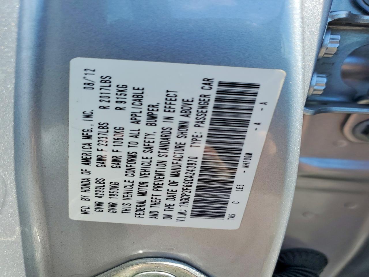 2012 Honda Accord Se Silver vin: 1HGCP2F69CA243970