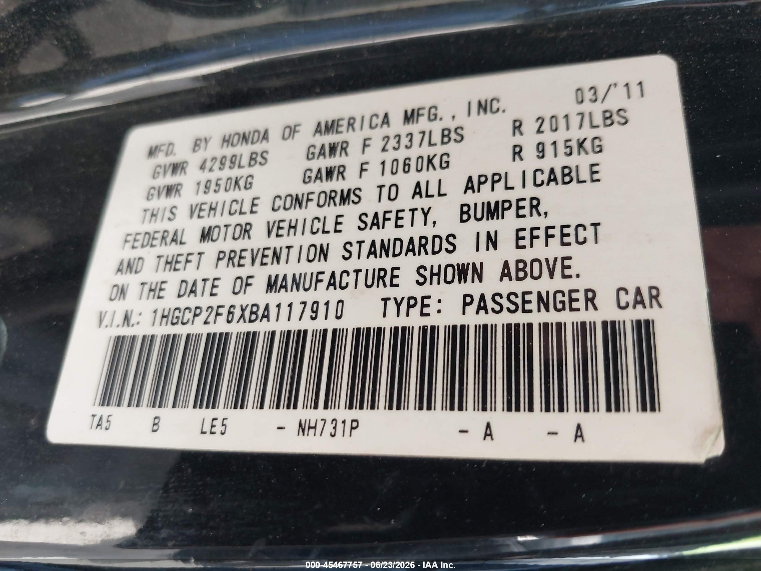 2011 Honda Accord 2.4 Se Black vin: 1HGCP2F6XBA117910