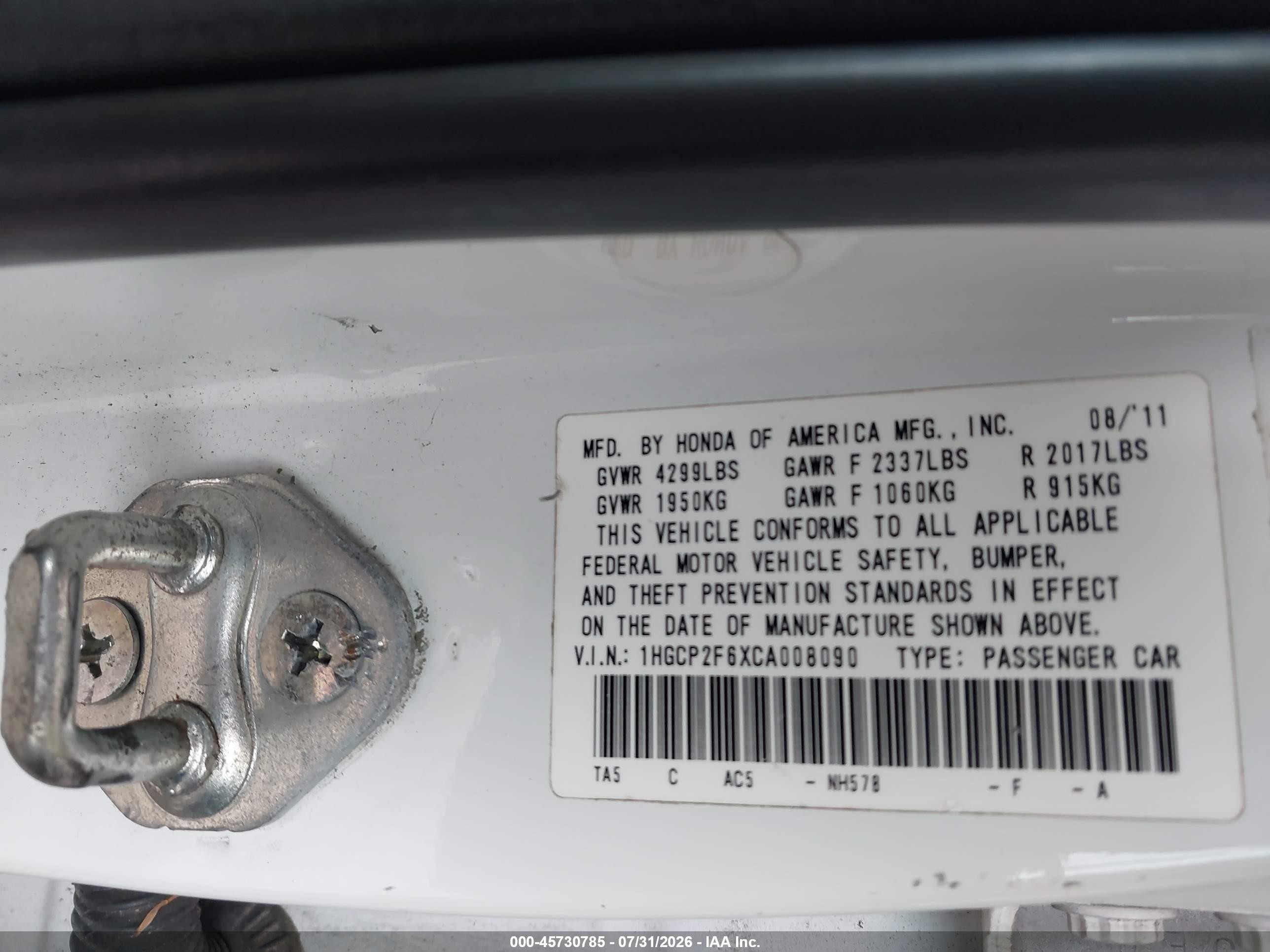 2012 Honda Accord 2.4 Se White vin: 1HGCP2F6XCA008090
