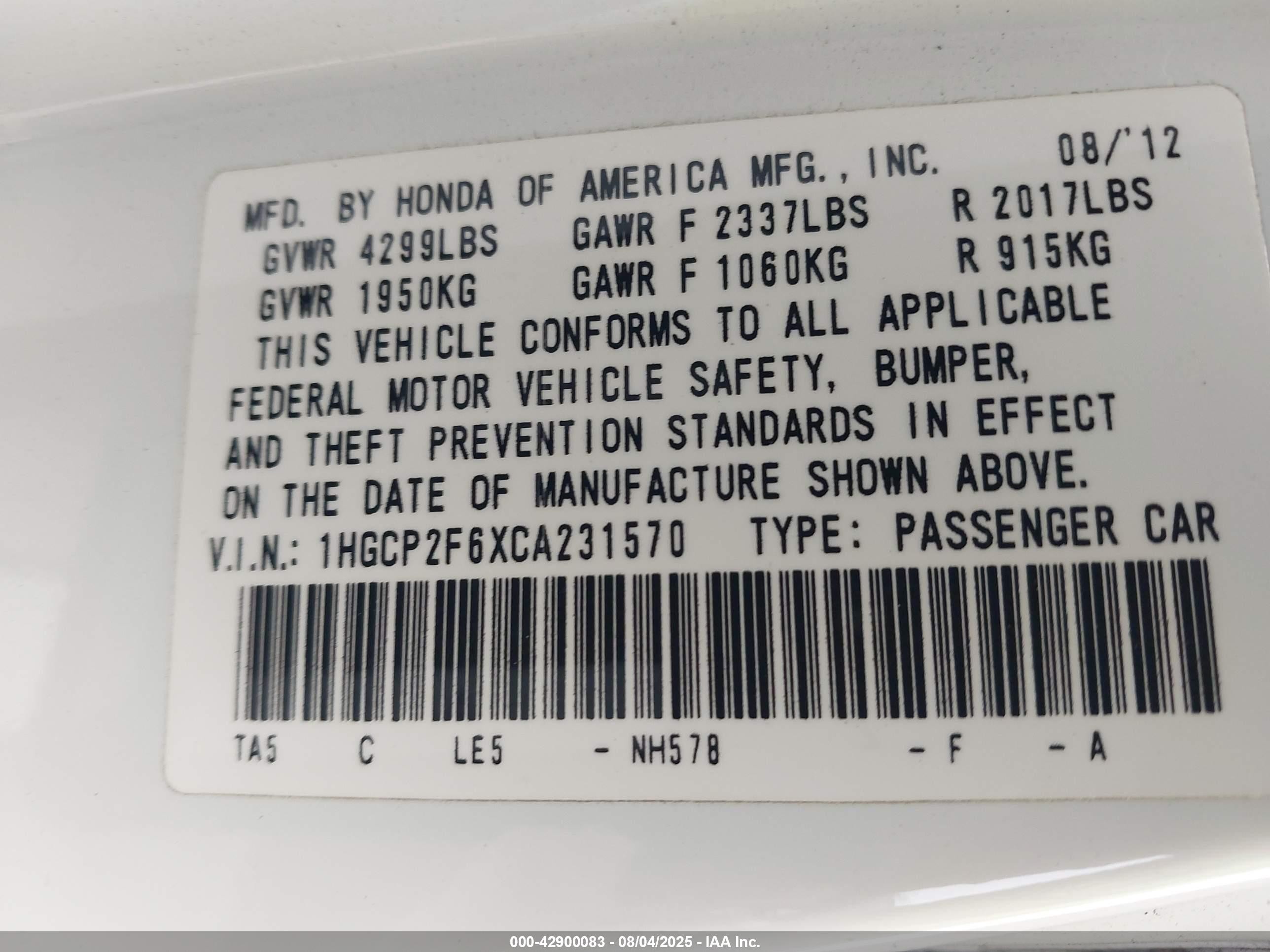 2012 Honda Accord 2.4 Se White vin: 1HGCP2F6XCA231570
