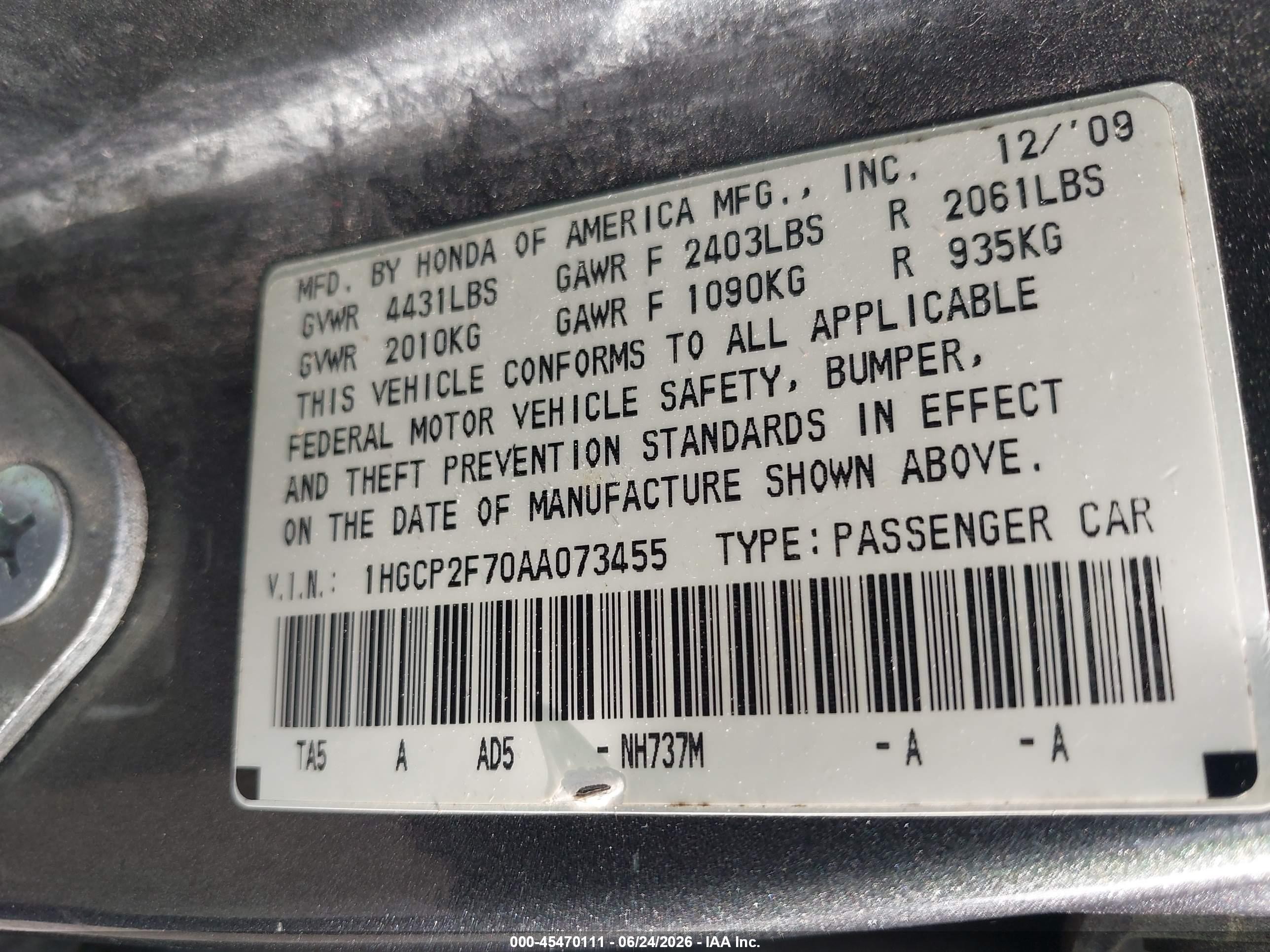 2010 Honda Accord 2.4 Ex Gray vin: 1HGCP2F70AA073455