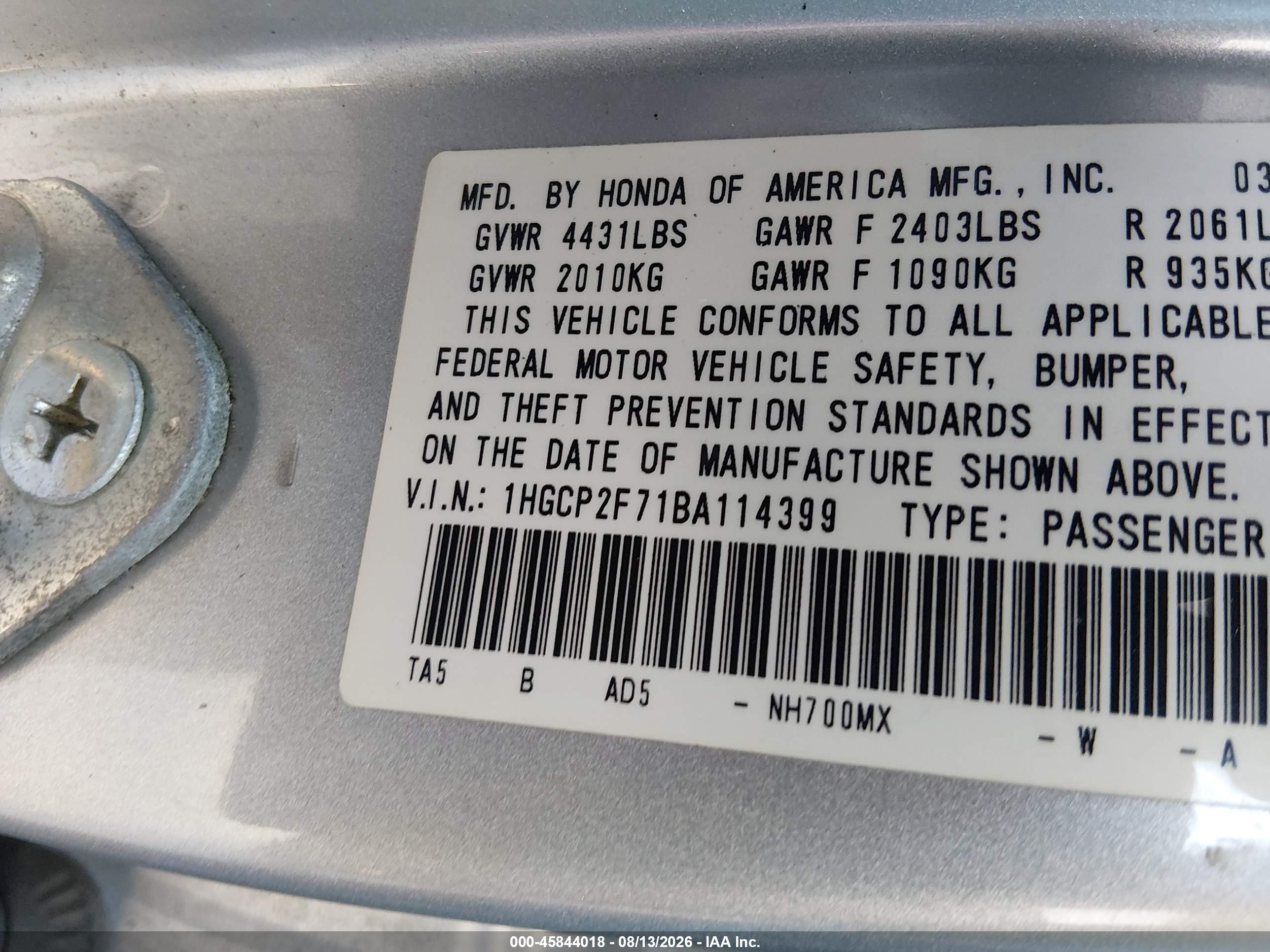 2011 Honda Accord 2.4 Ex Silver vin: 1HGCP2F71BA114399