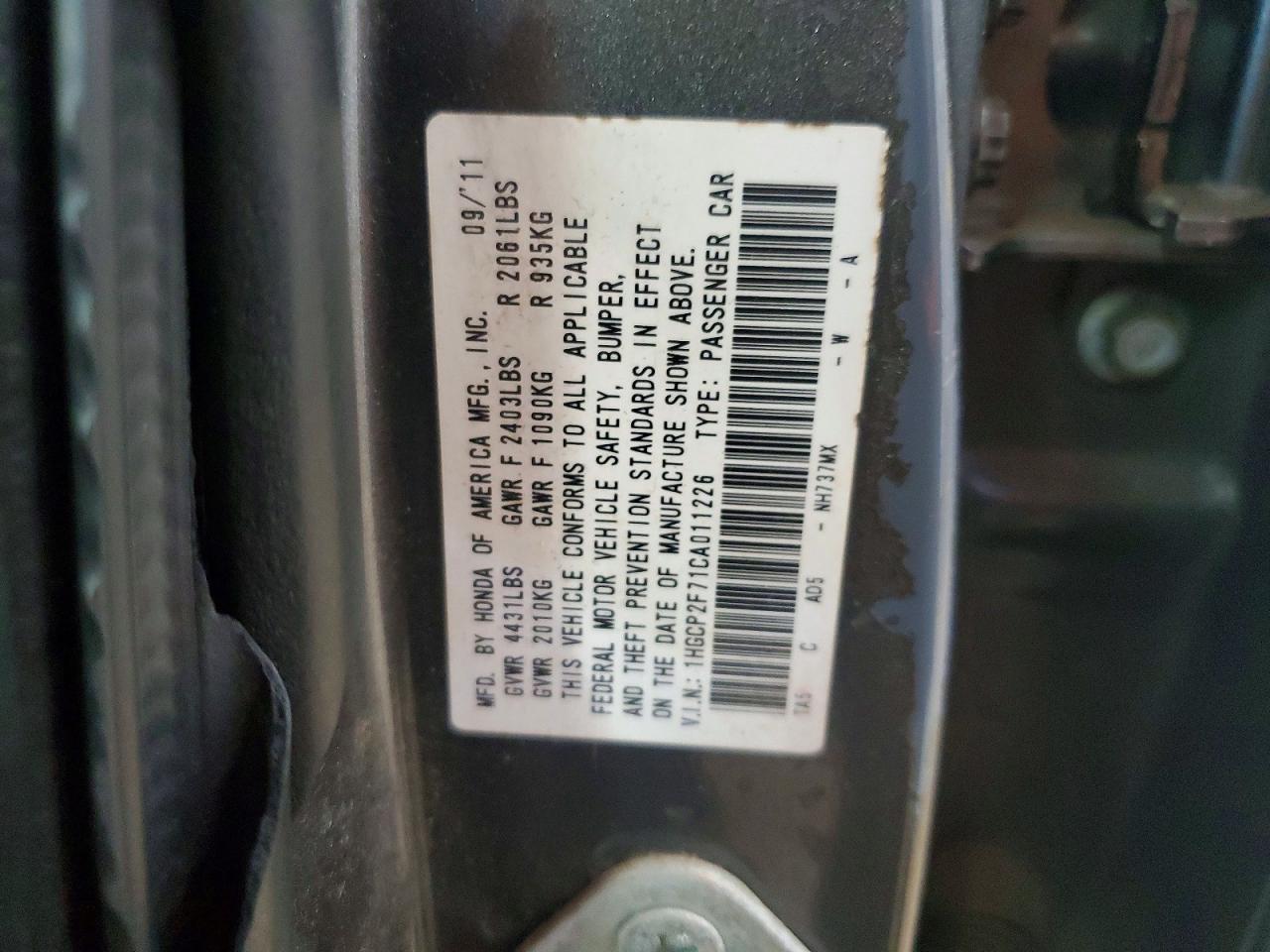 2012 Honda Accord Ex Gray vin: 1HGCP2F71CA011226