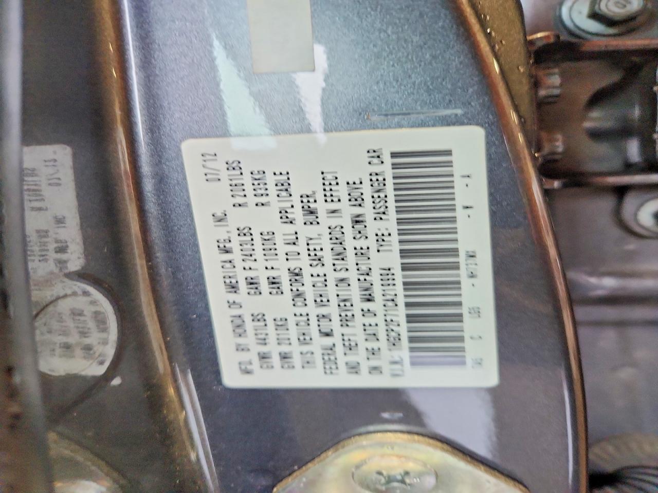 2012 Honda Accord Ex Gray vin: 1HGCP2F71CA219994