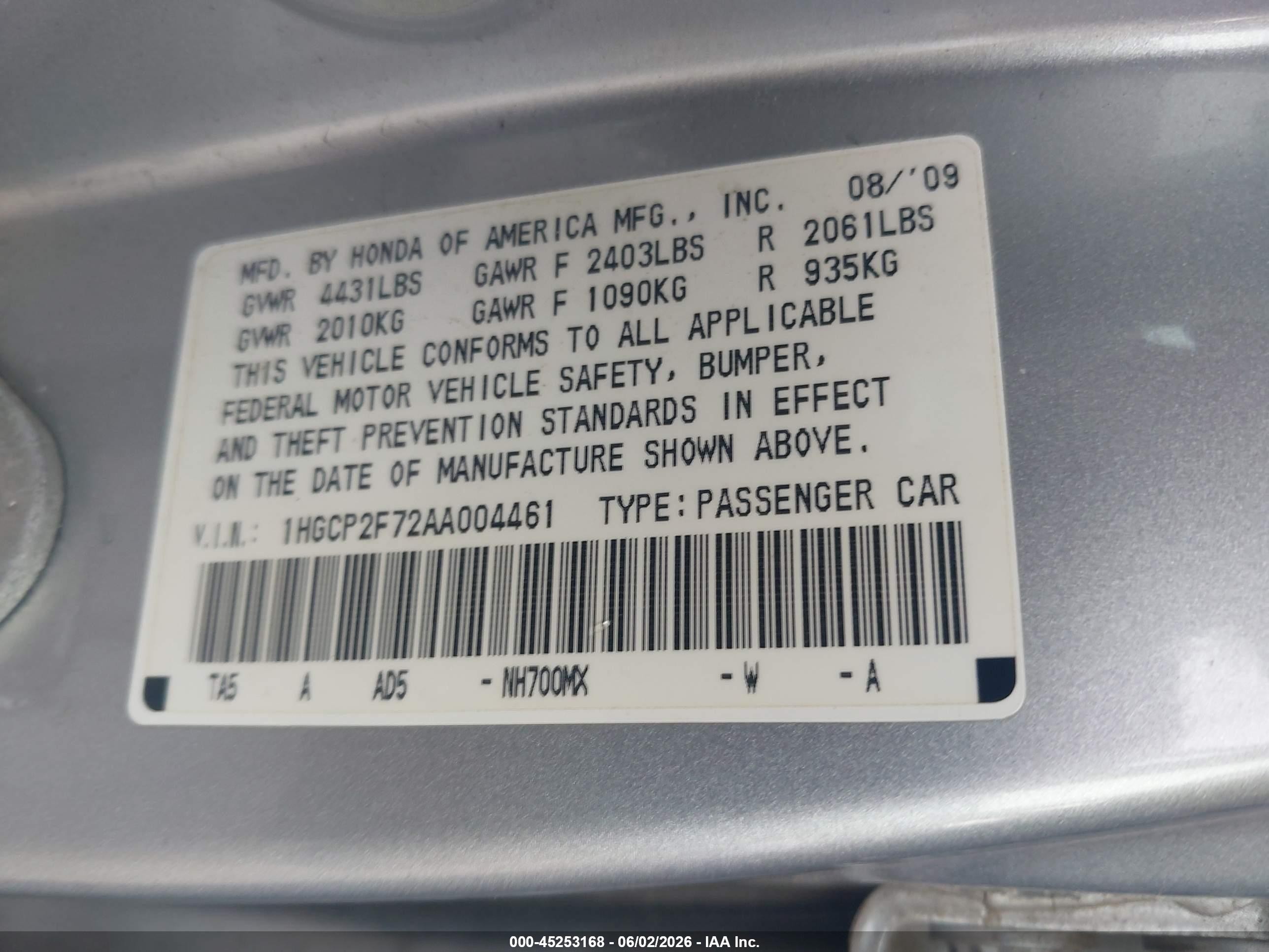 2010 Honda Accord 2.4 Ex Silver vin: 1HGCP2F72AA004461