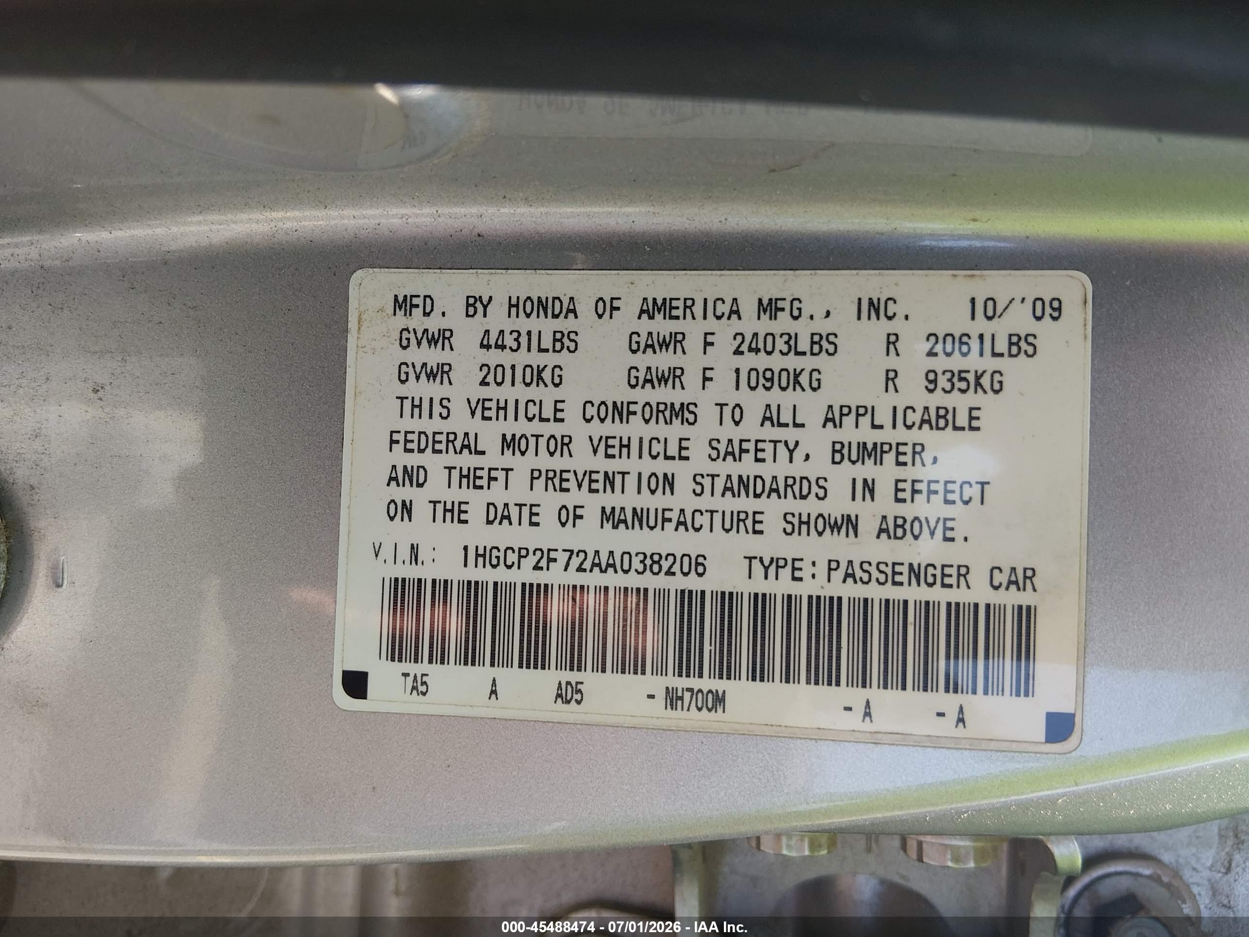 2010 Honda Accord 2.4 Ex Silver vin: 1HGCP2F72AA038206