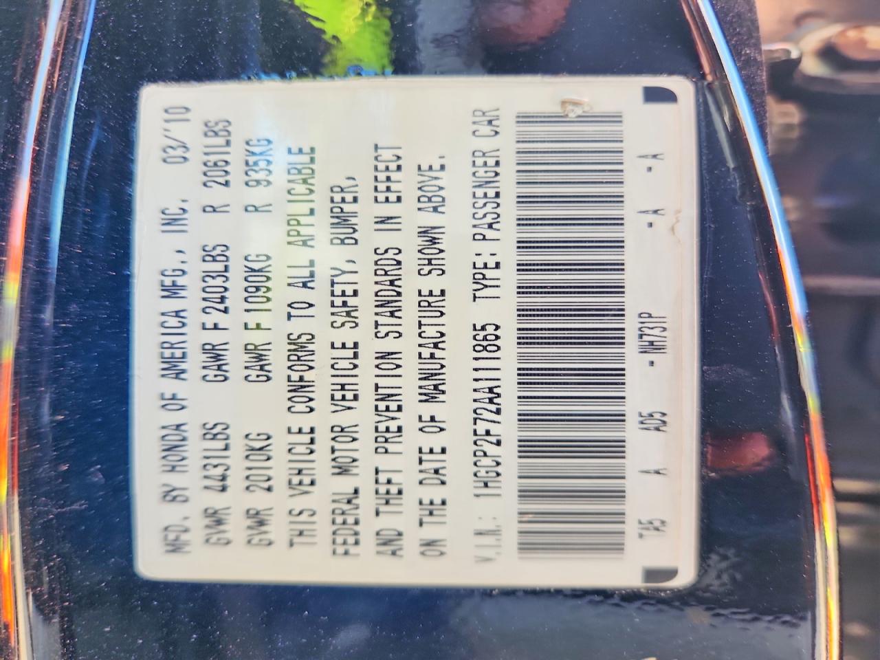 2010 Honda Accord Ex Black vin: 1HGCP2F72AA111865