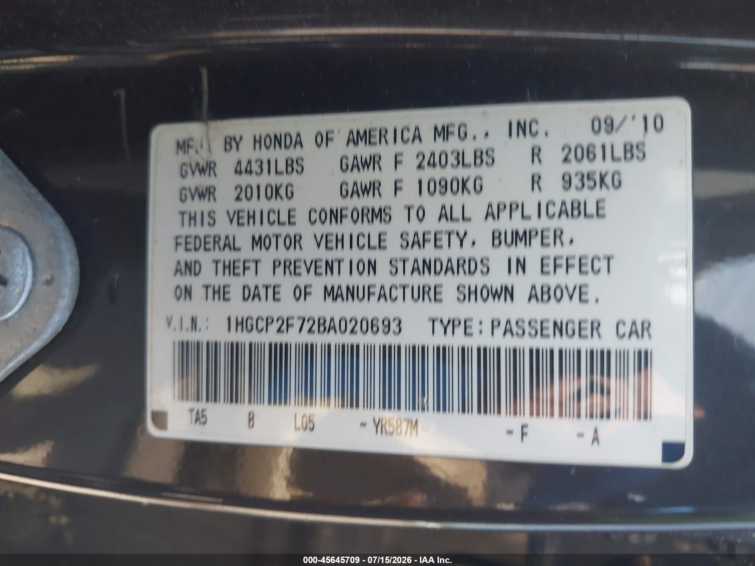 2011 Honda Accord 2.4 Ex Brown vin: 1HGCP2F72BA020693