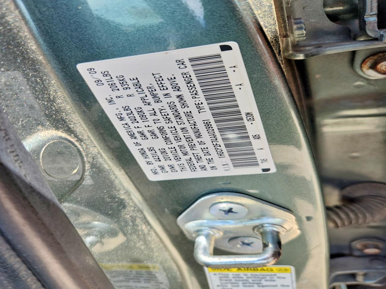2010 Honda Accord Ex Green vin: 1HGCP2F74AA029961