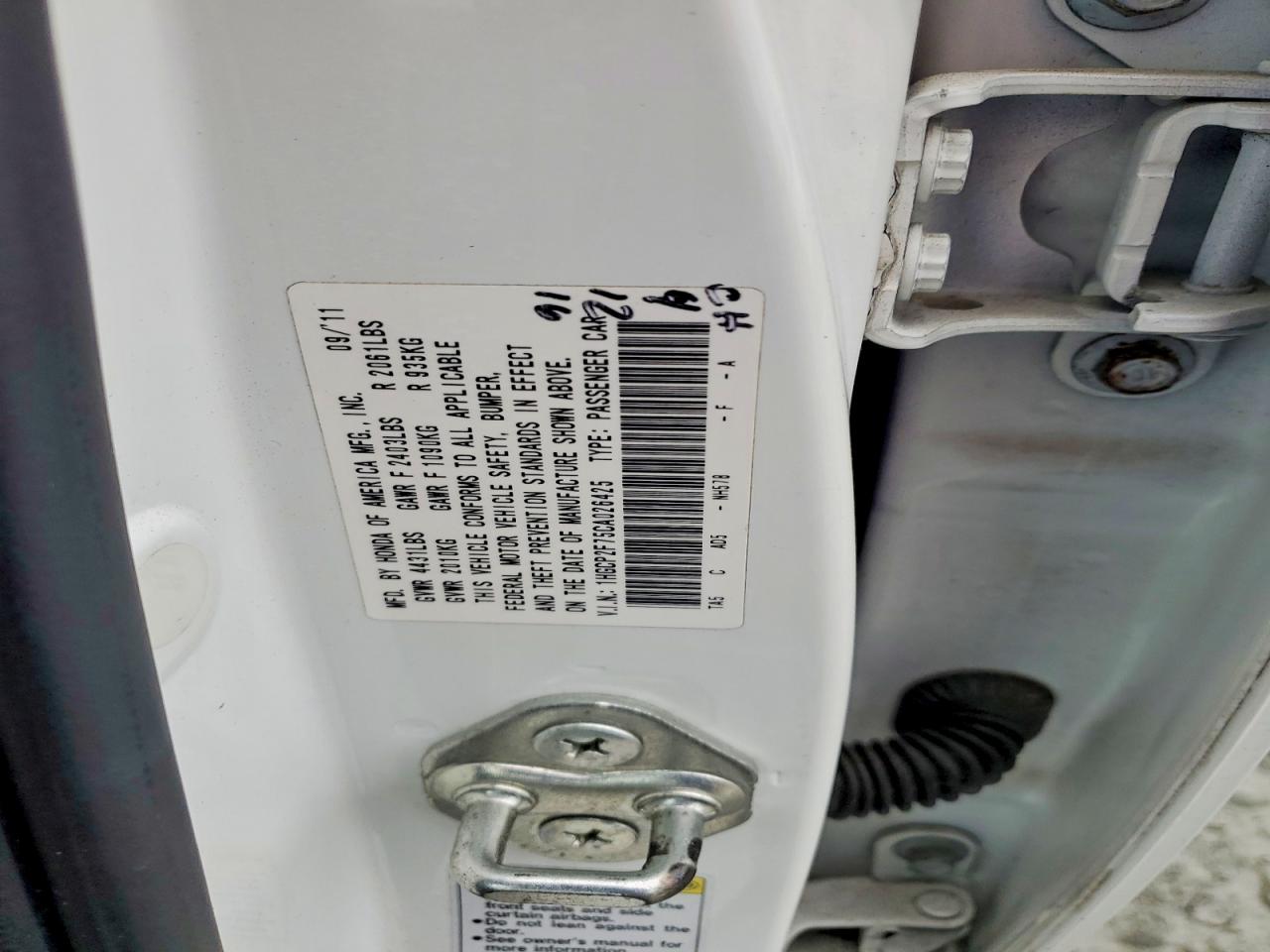 2012 Honda Accord Ex White vin: 1HGCP2F75CA026425