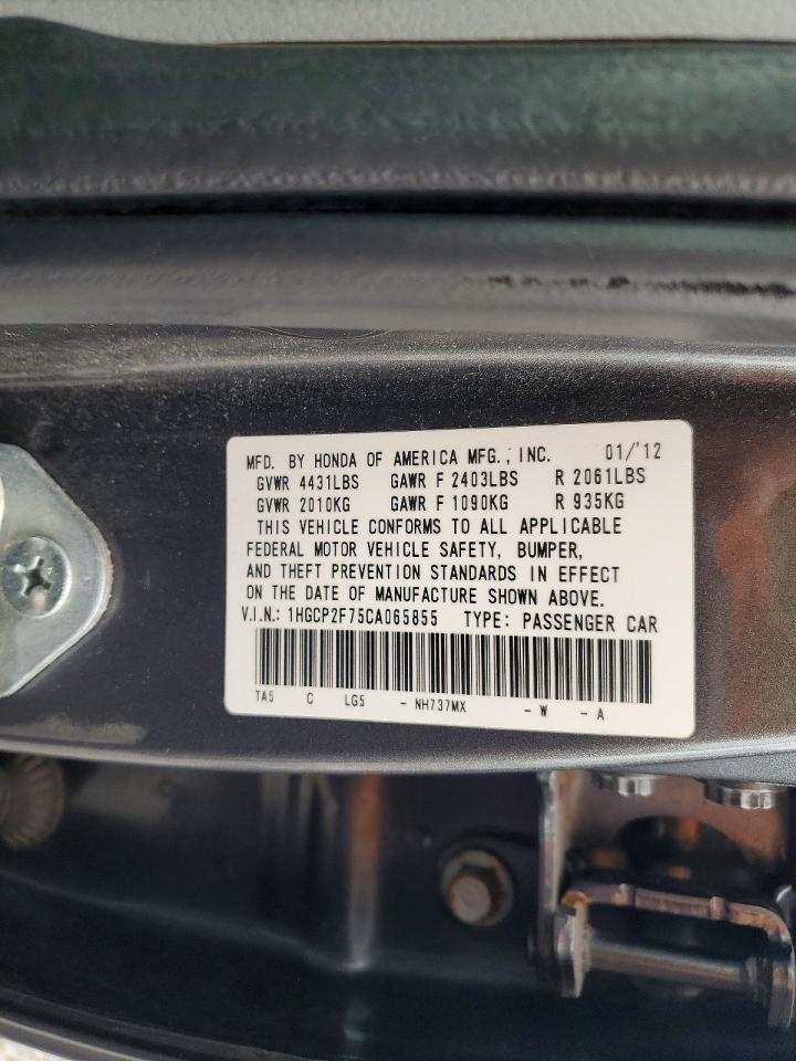 2012 Honda Accord Ex Gray vin: 1HGCP2F75CA065855