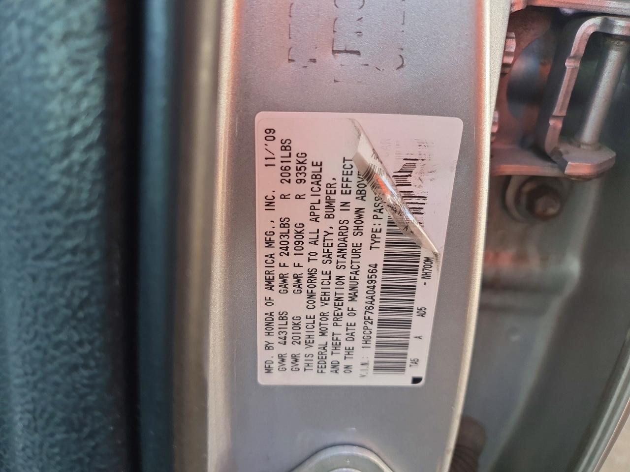 2010 Honda Accord Ex Silver vin: 1HGCP2F76AA049564