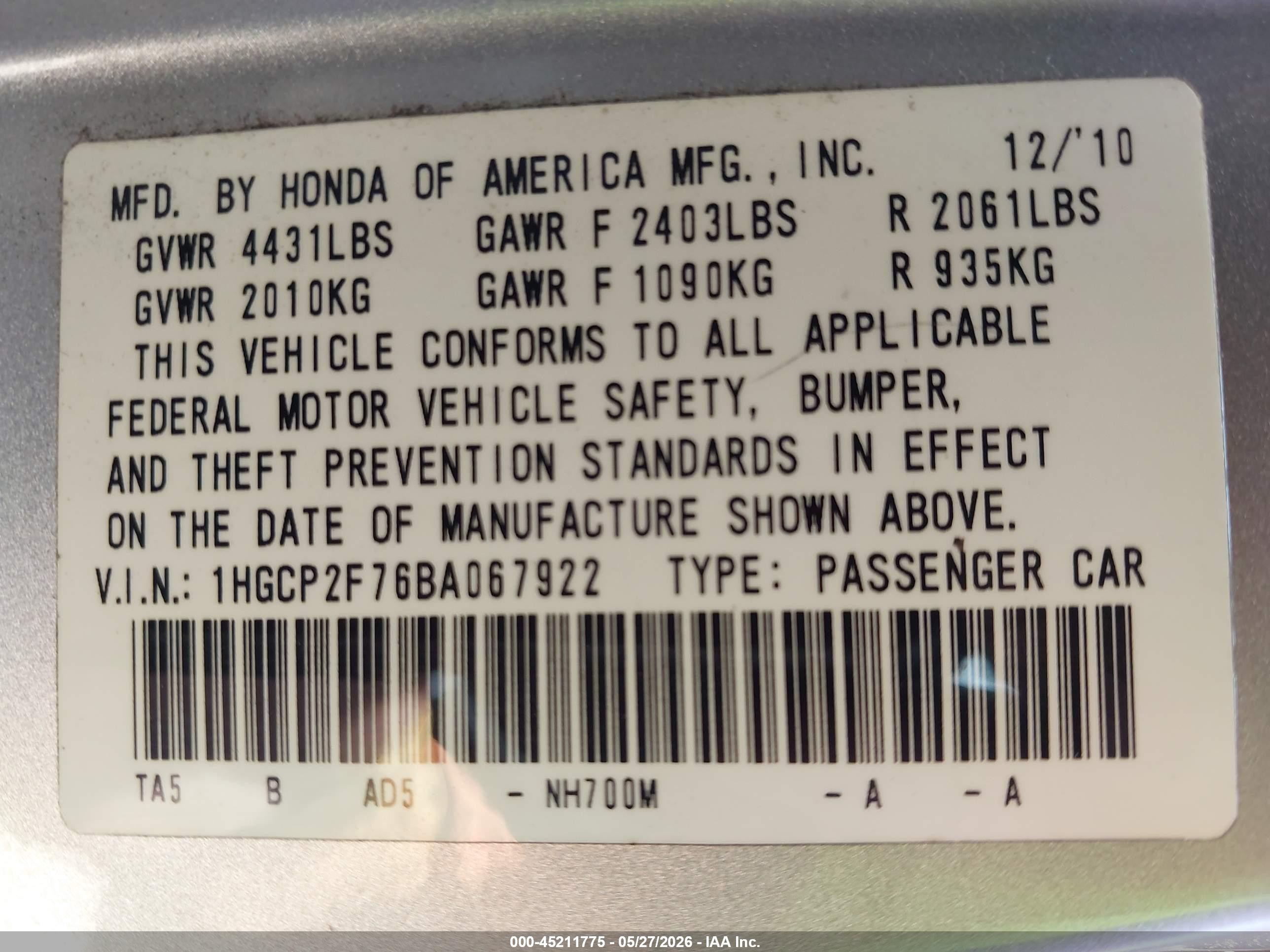 2011 Honda Accord 2.4 Ex Silver vin: 1HGCP2F76BA067922