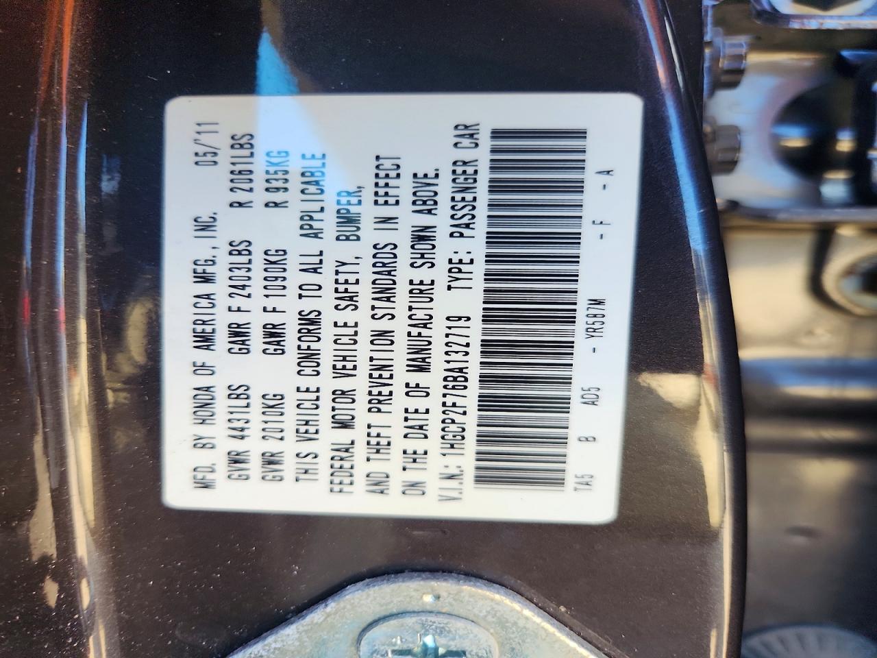 2011 Honda Accord Ex Black vin: 1HGCP2F76BA132719
