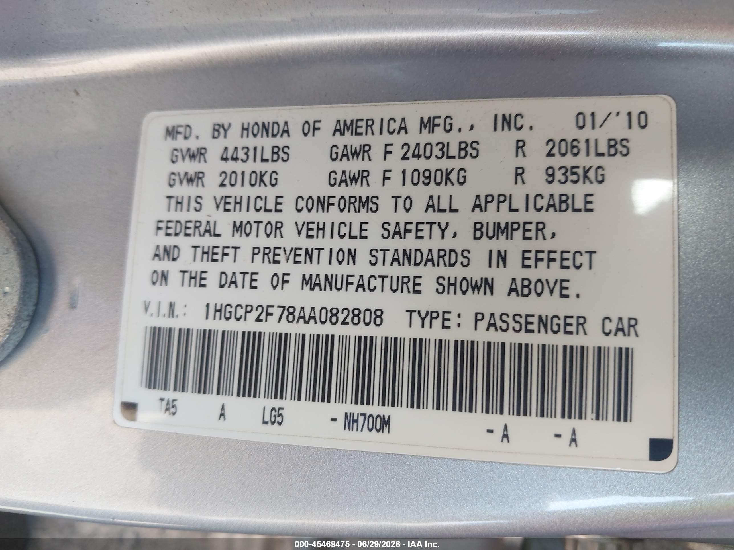 2010 Honda Accord 2.4 Ex Gray vin: 1HGCP2F78AA082808