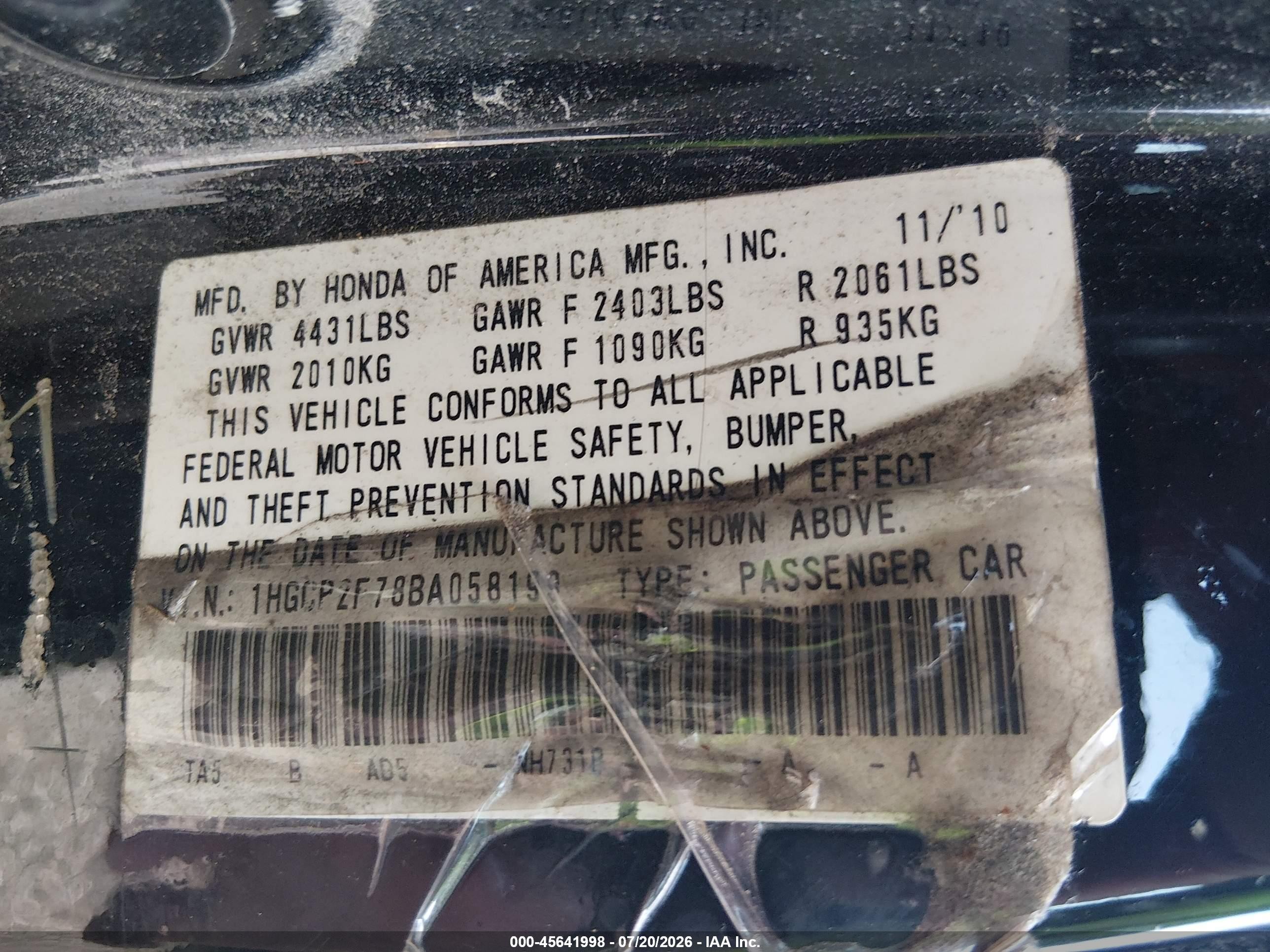 2011 Honda Accord 2.4 Ex Black vin: 1HGCP2F78BA058199
