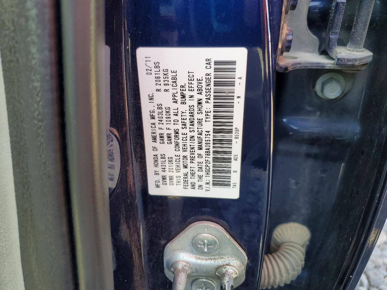 2011 Honda Accord Ex Blue vin: 1HGCP2F78BA095754