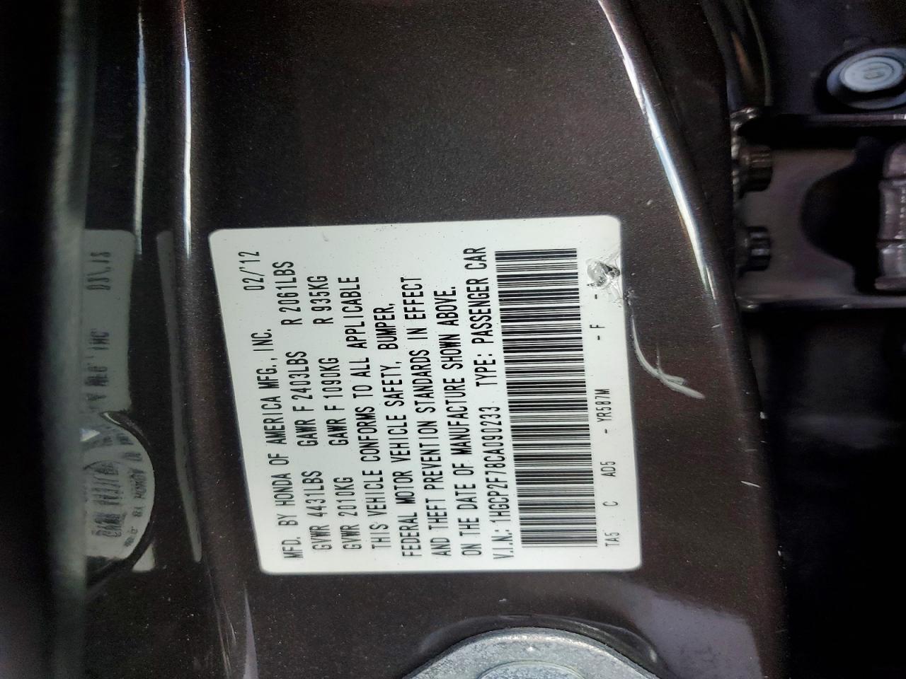 2012 Honda Accord Ex Brown vin: 1HGCP2F78CA090233