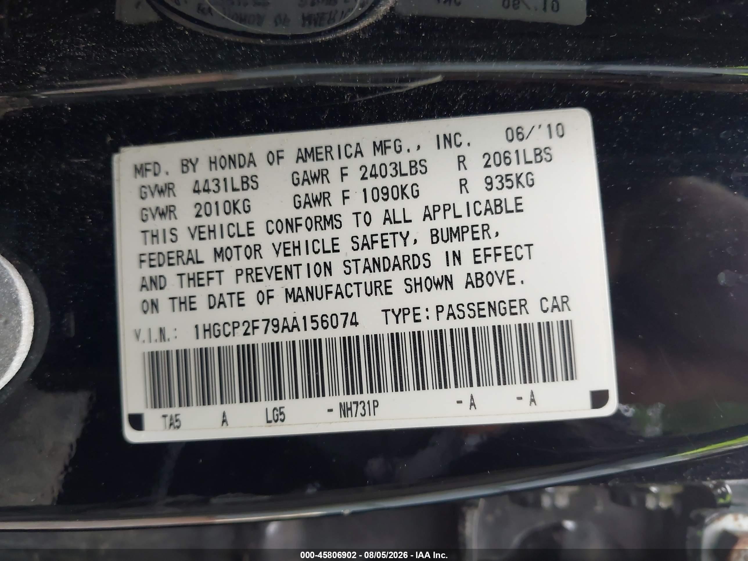2010 Honda Accord 2.4 Ex Black vin: 1HGCP2F79AA156074