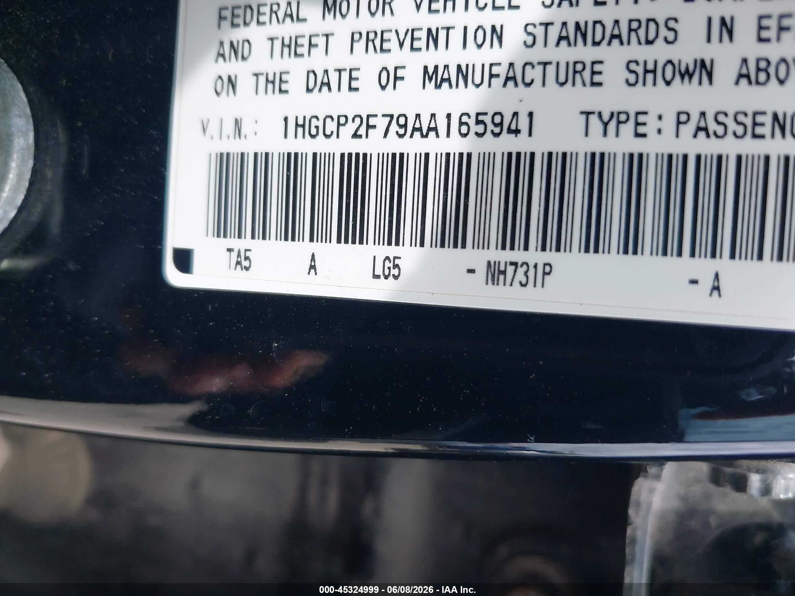 2010 Honda Accord 2.4 Ex Черный vin: 1HGCP2F79AA165941