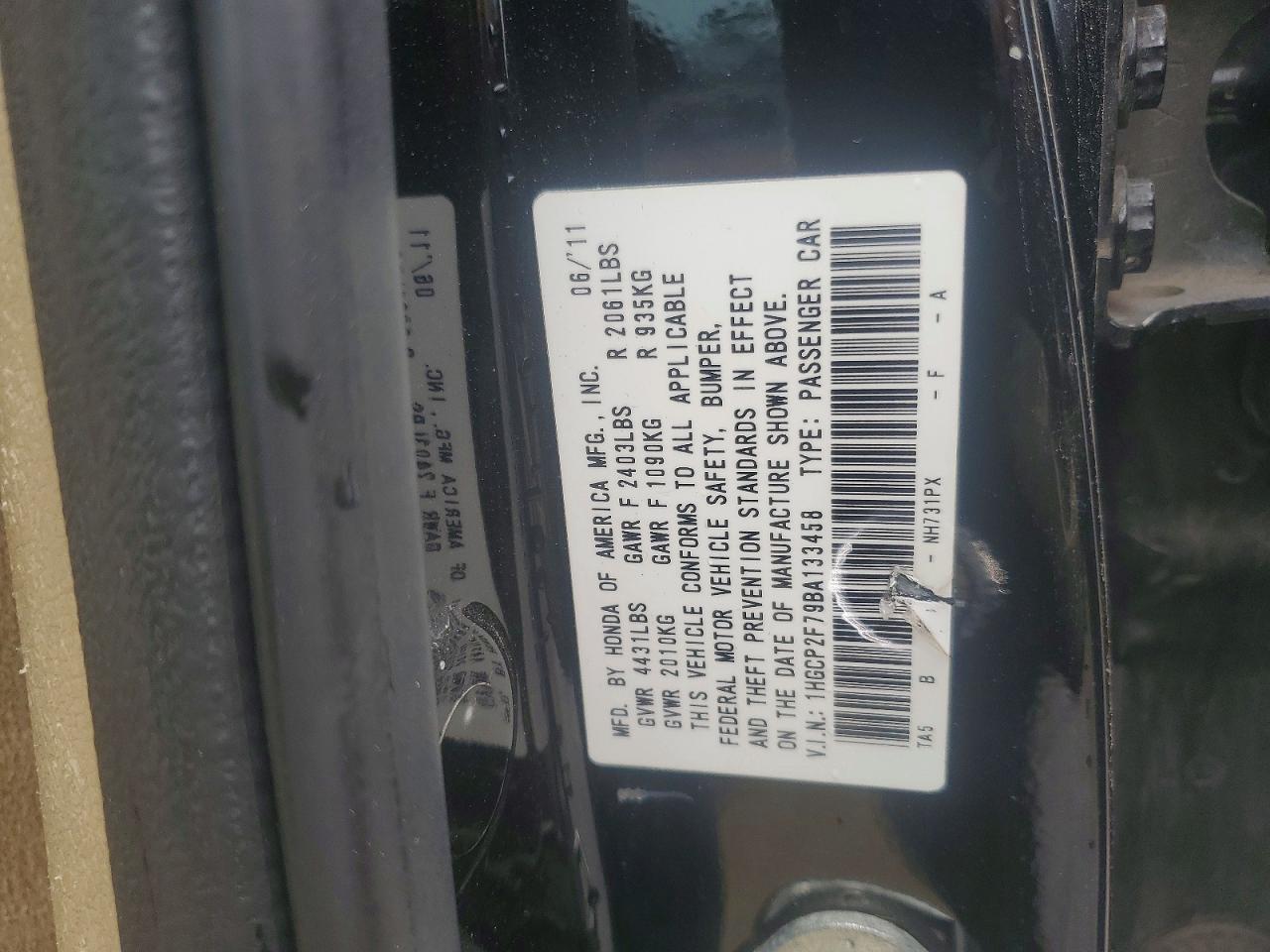 2011 Honda Accord Ex Black vin: 1HGCP2F79BA133458